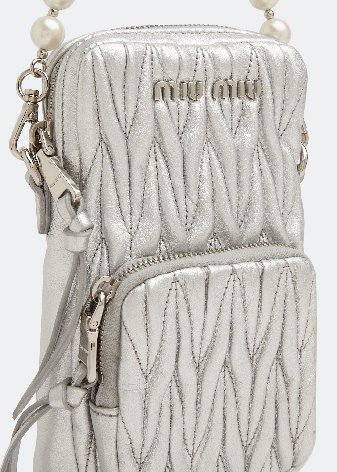Matelassé Nappa leather mini-bag, Silver