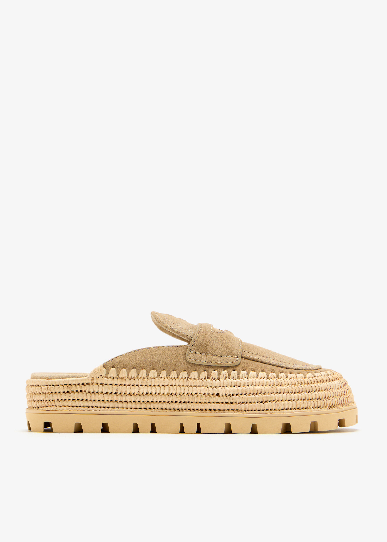Suede and raffia flatform mules, Beige
Suede and raffia flatform mules, Beige