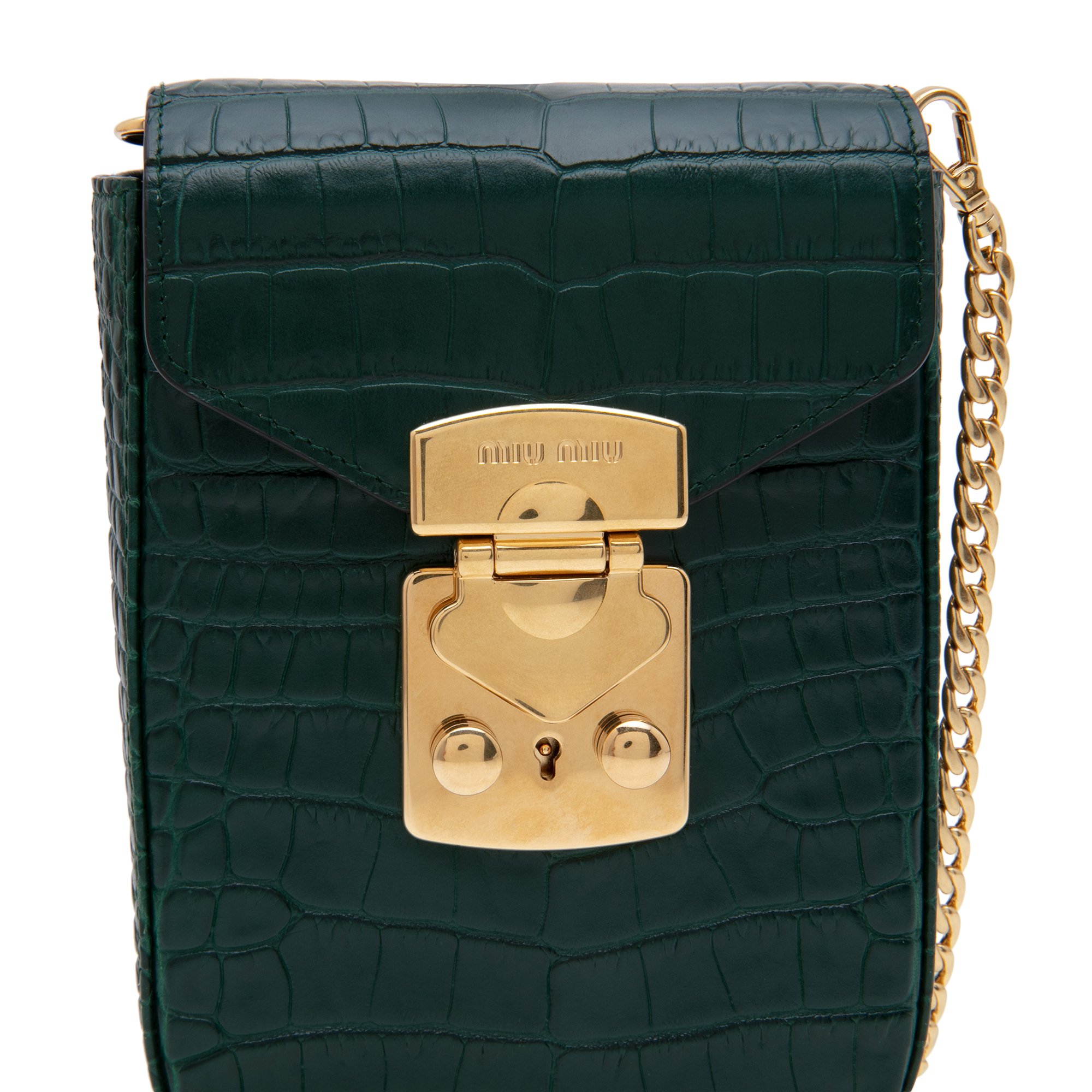 Croc-print mini bag, Green