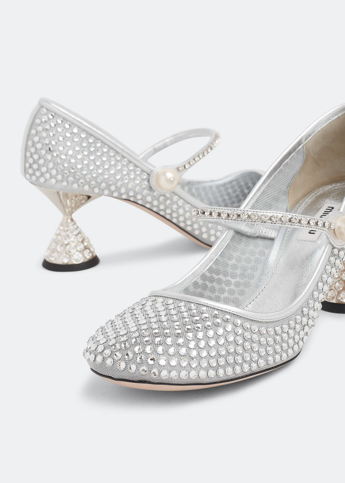 Crystal-embellished pumps, Silver