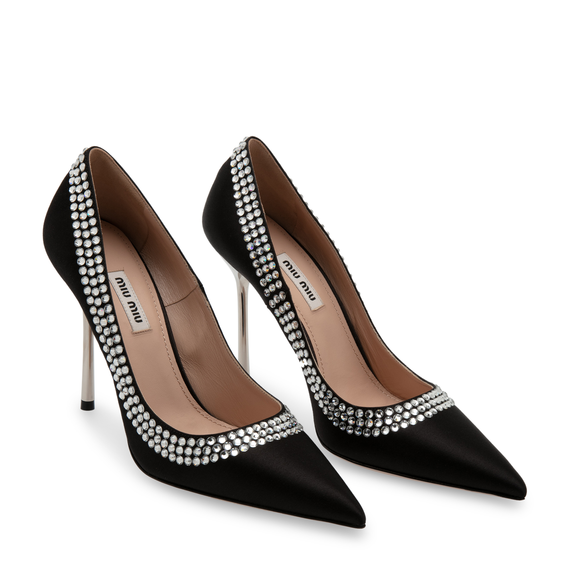 Crystal satin pumps, Black