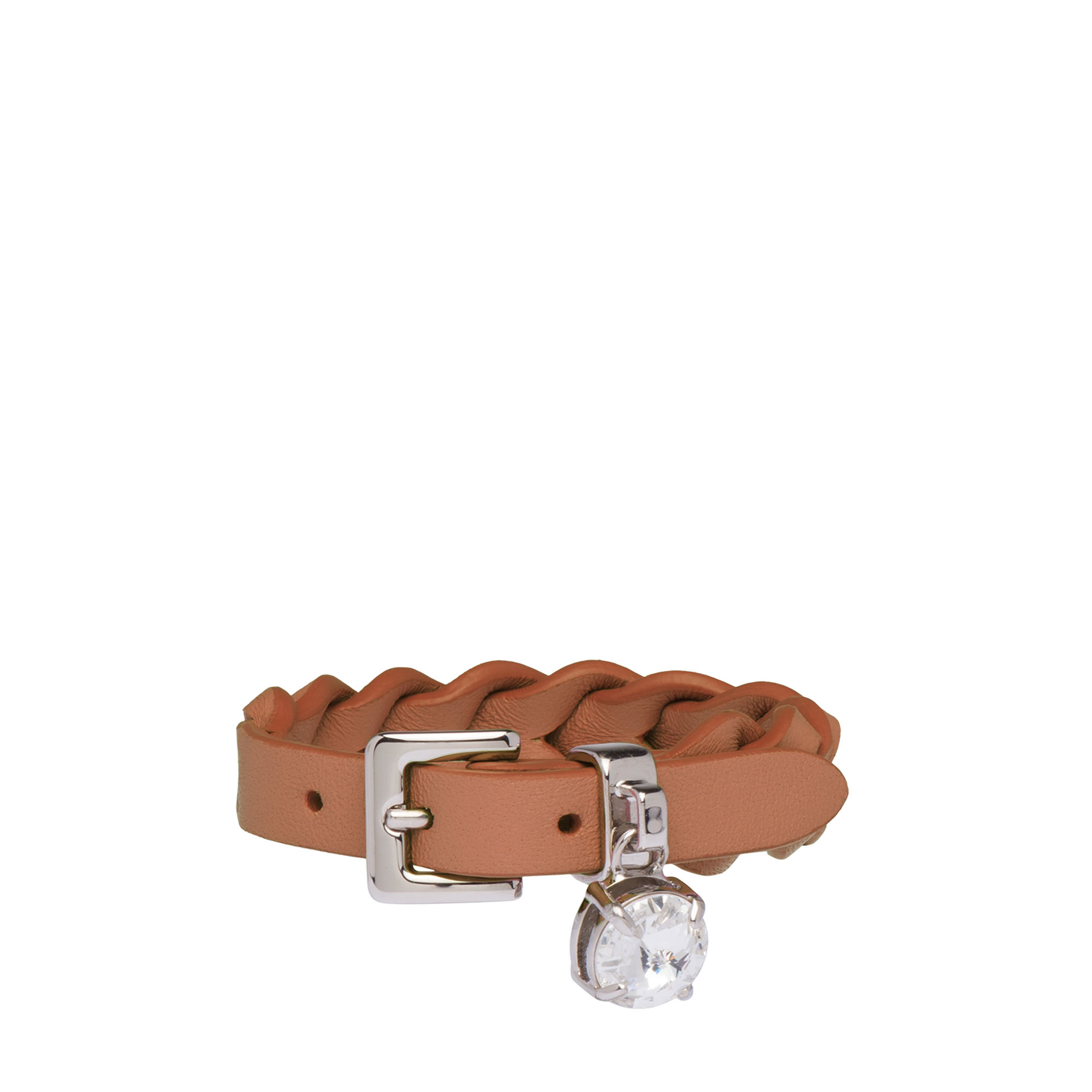 Woven nappa leather bracelet, Brown