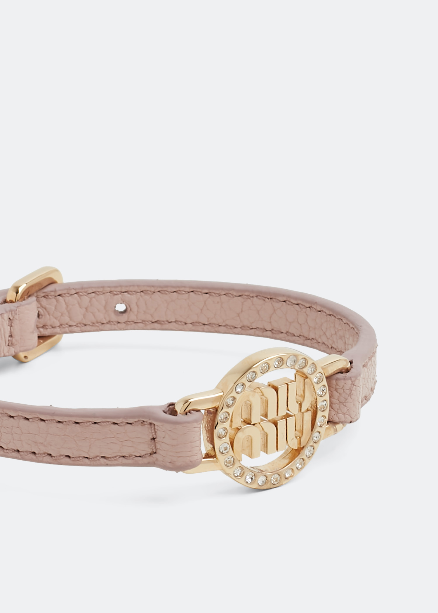 Madras leather bracelet, Pink