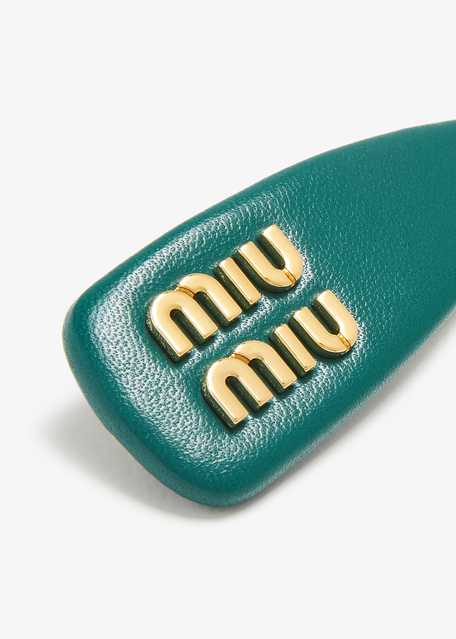 Leather hair clip, Green
