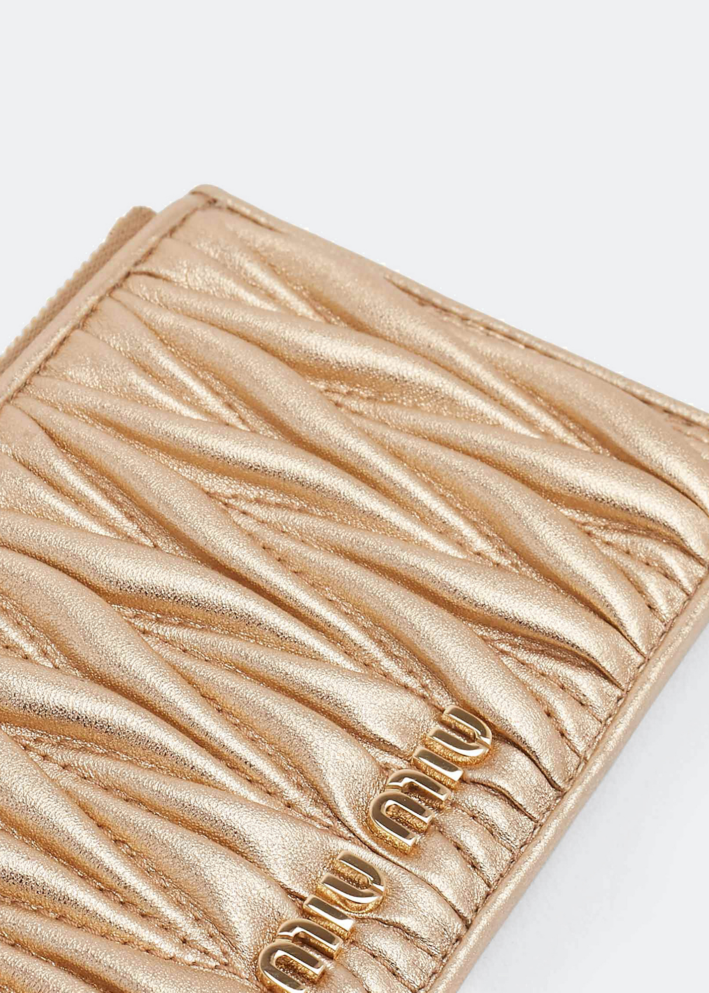 Matelasse zipper wallet, Gold
