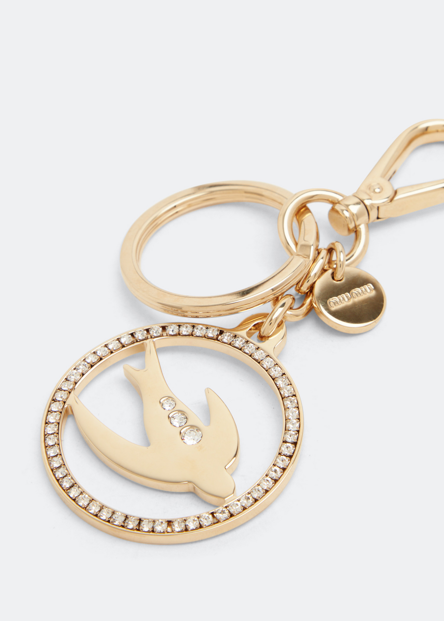 Swallow embellished keychain, Gold