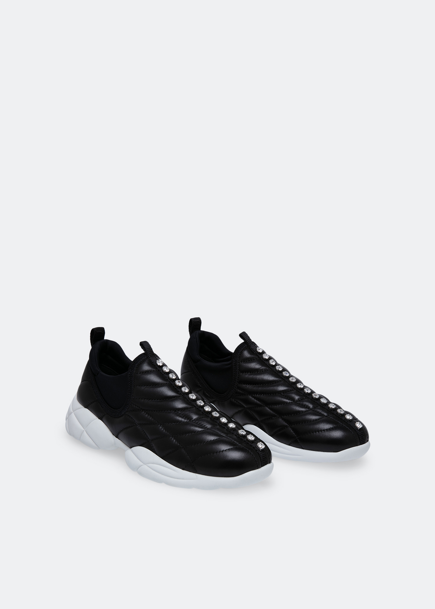 Embellished leather sneakers, Black