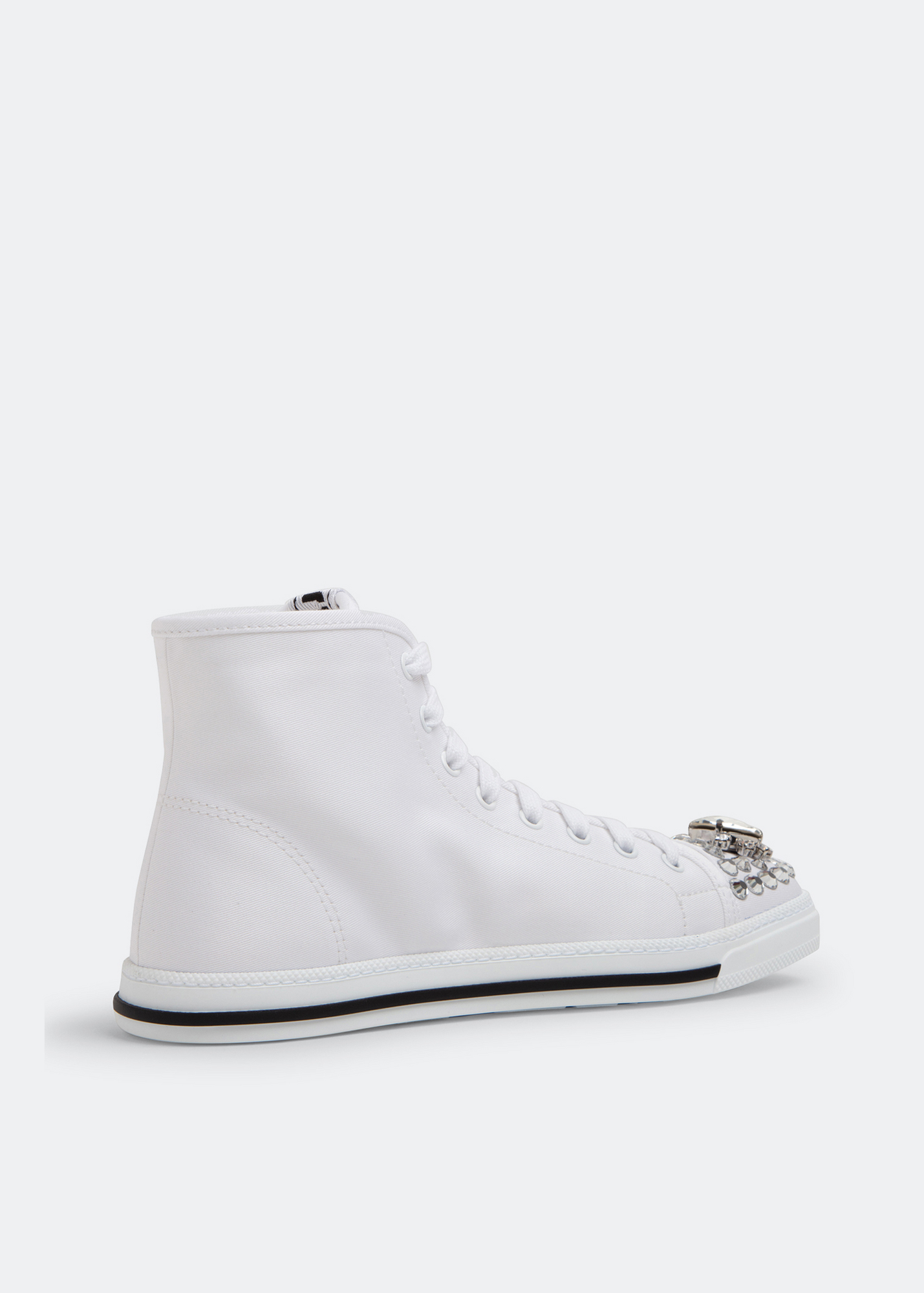 Cotton gabardine high-top sneakers, White