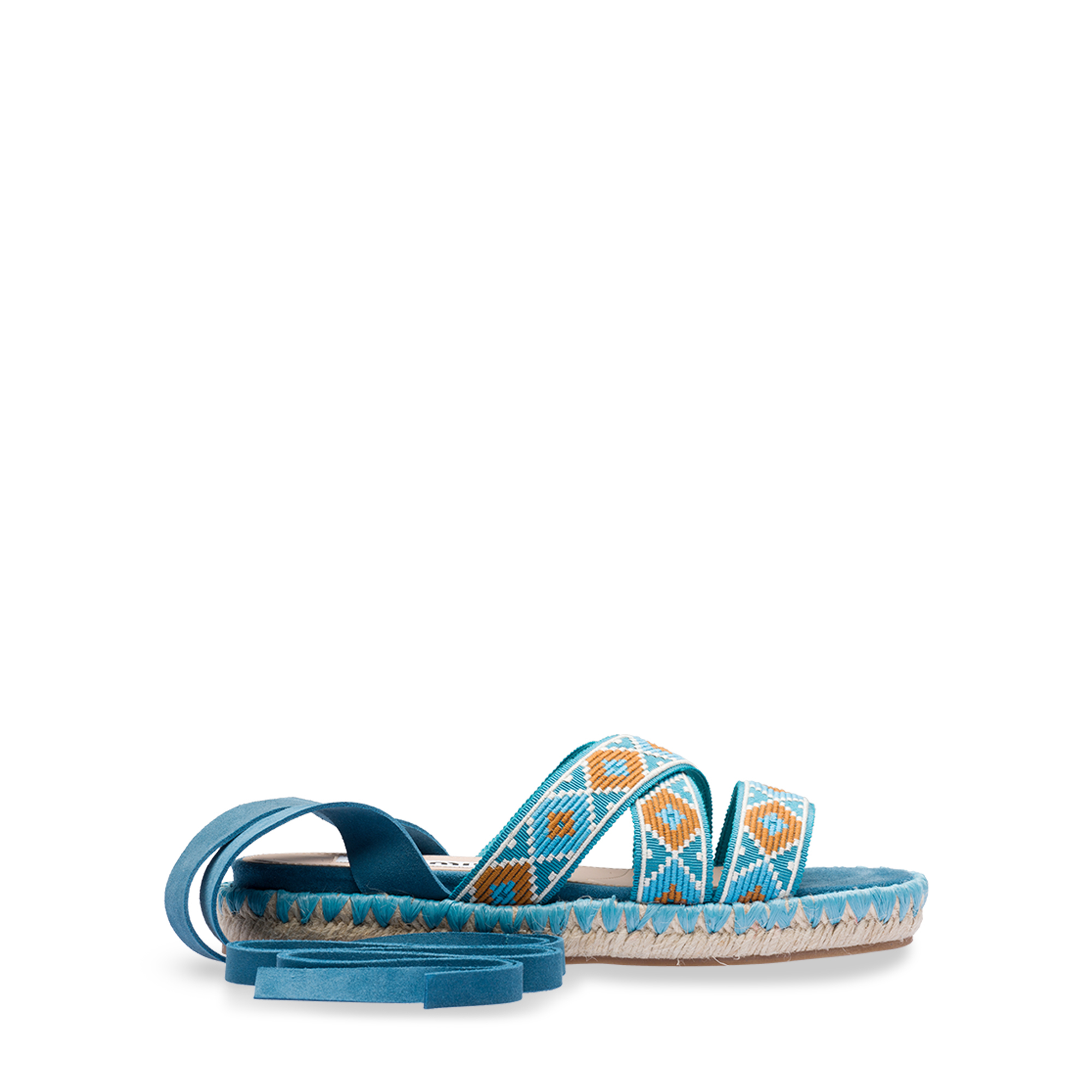 Artisan woven tape sandals, Blue