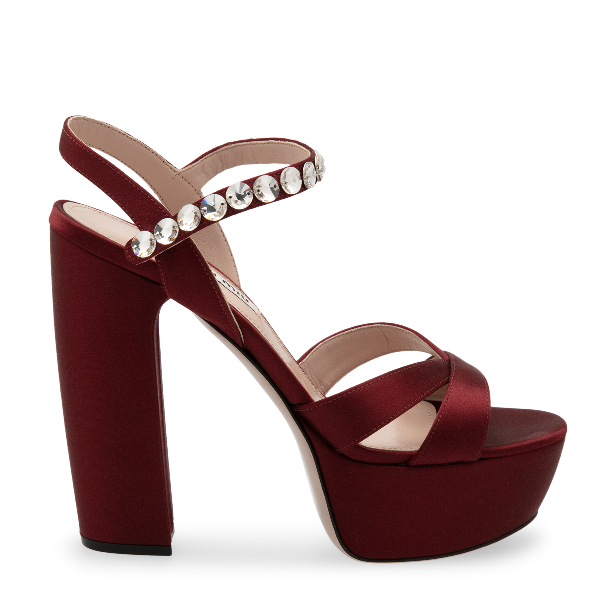 Embellished platform sandals, Red