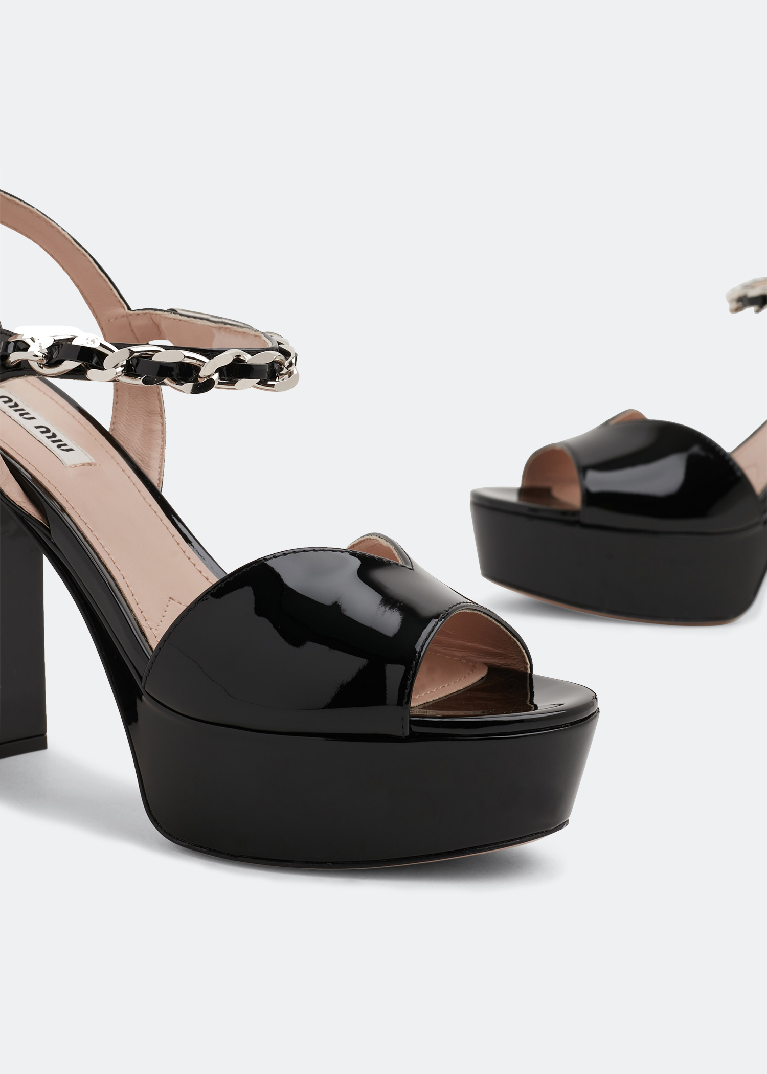 Patent leather platform sandals, Black