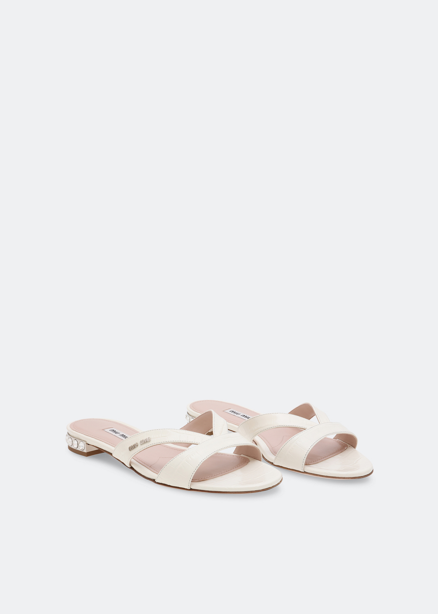 Crystal-embellished flat sandals, White