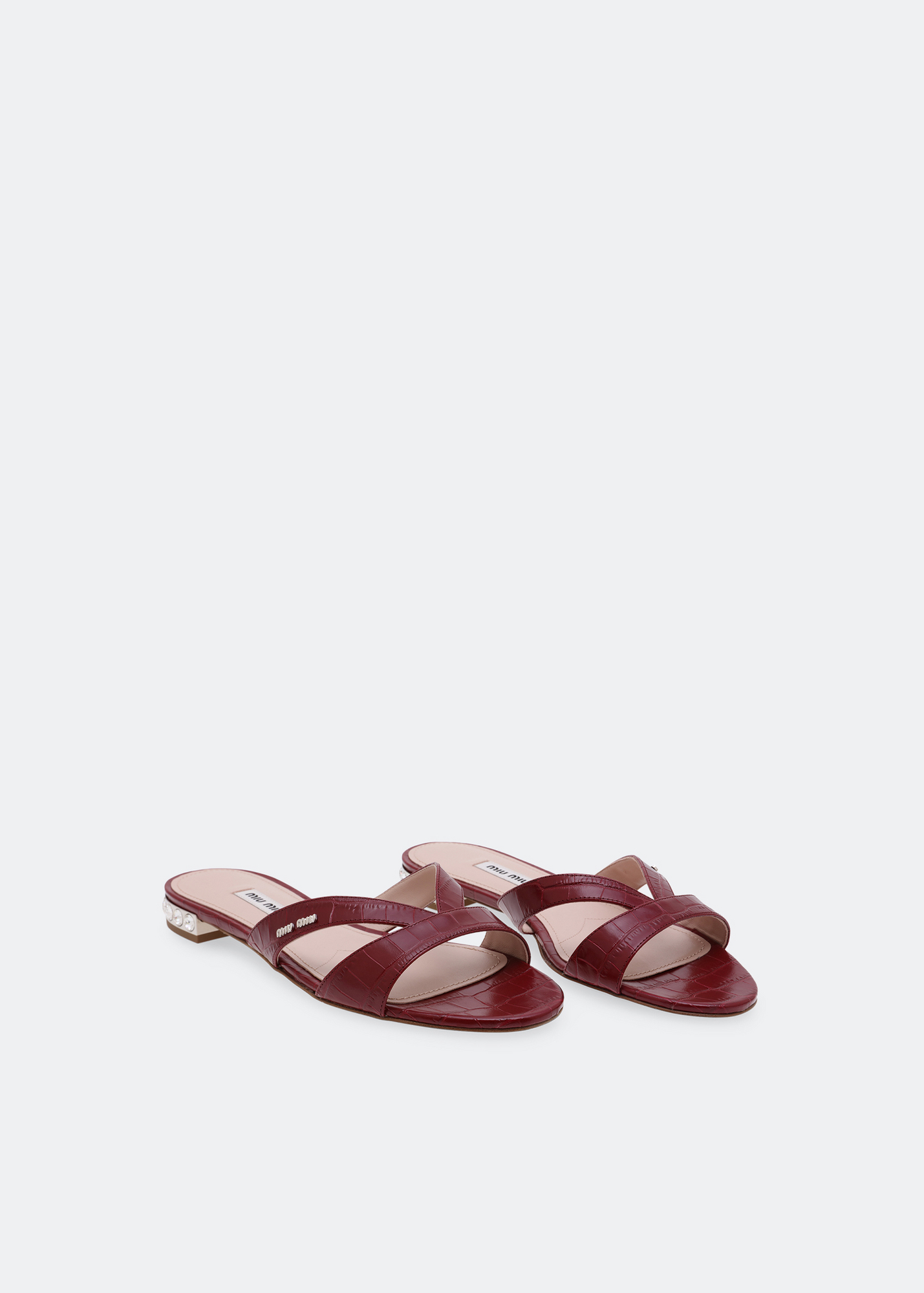 Crystal-embellished flat sandals, Red