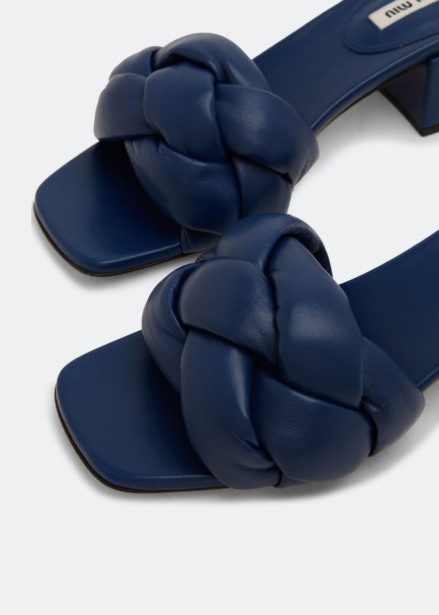 Braided nappa leather mules, Blue
