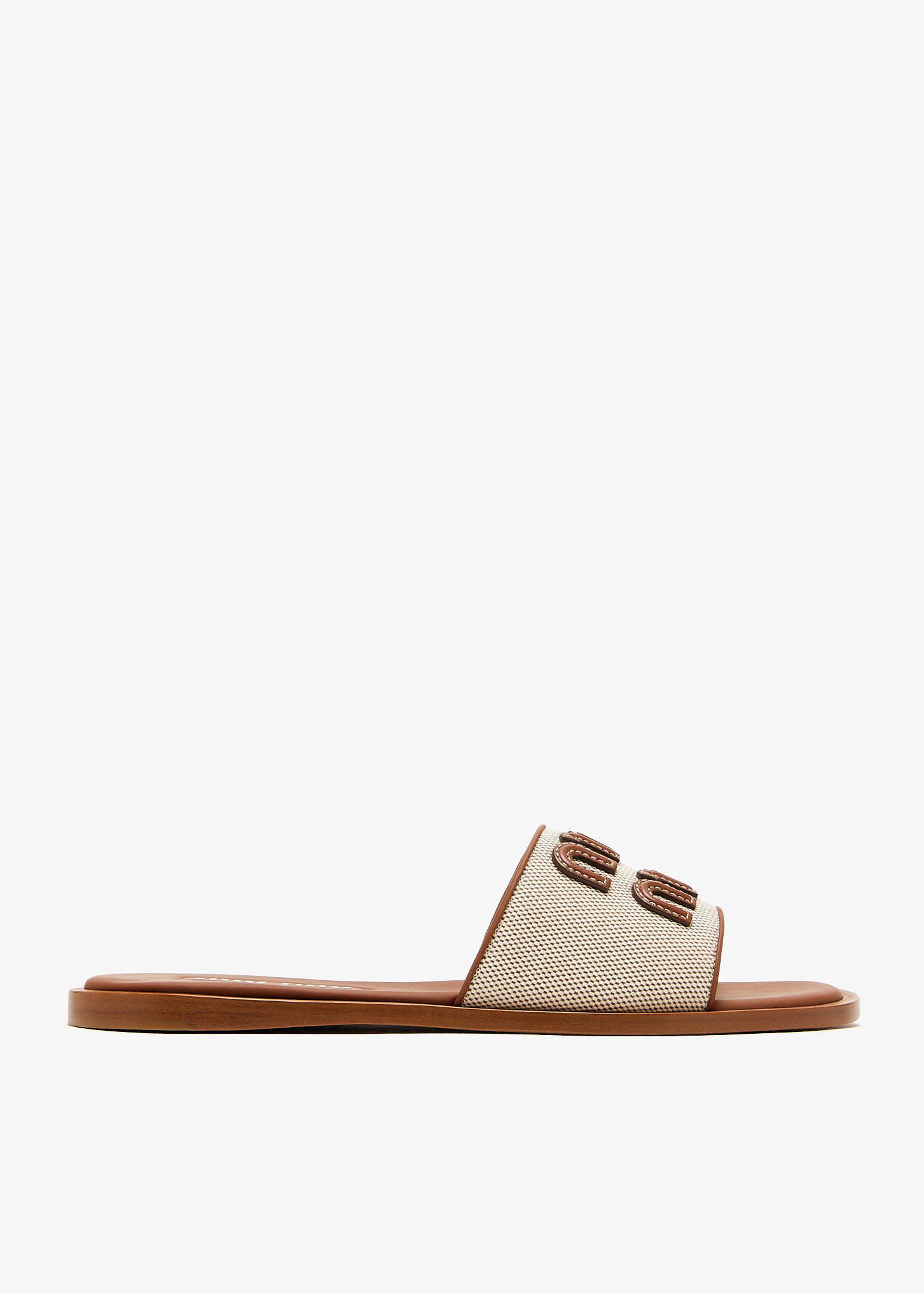 Canvas and leather slide sandals, Beige
Canvas and leather slide sandals, Beige