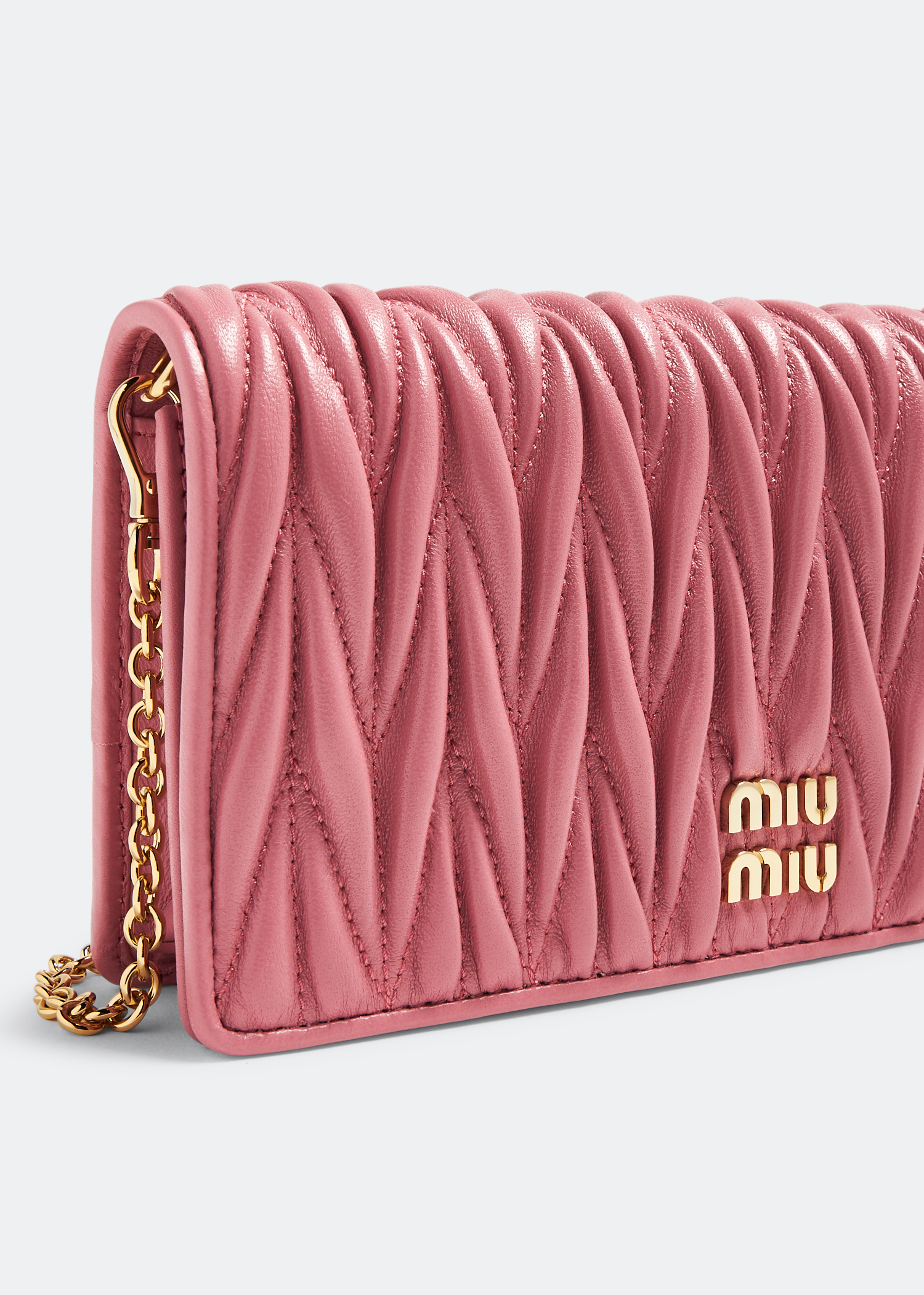 Matelassé leather smartphone bag, Pink