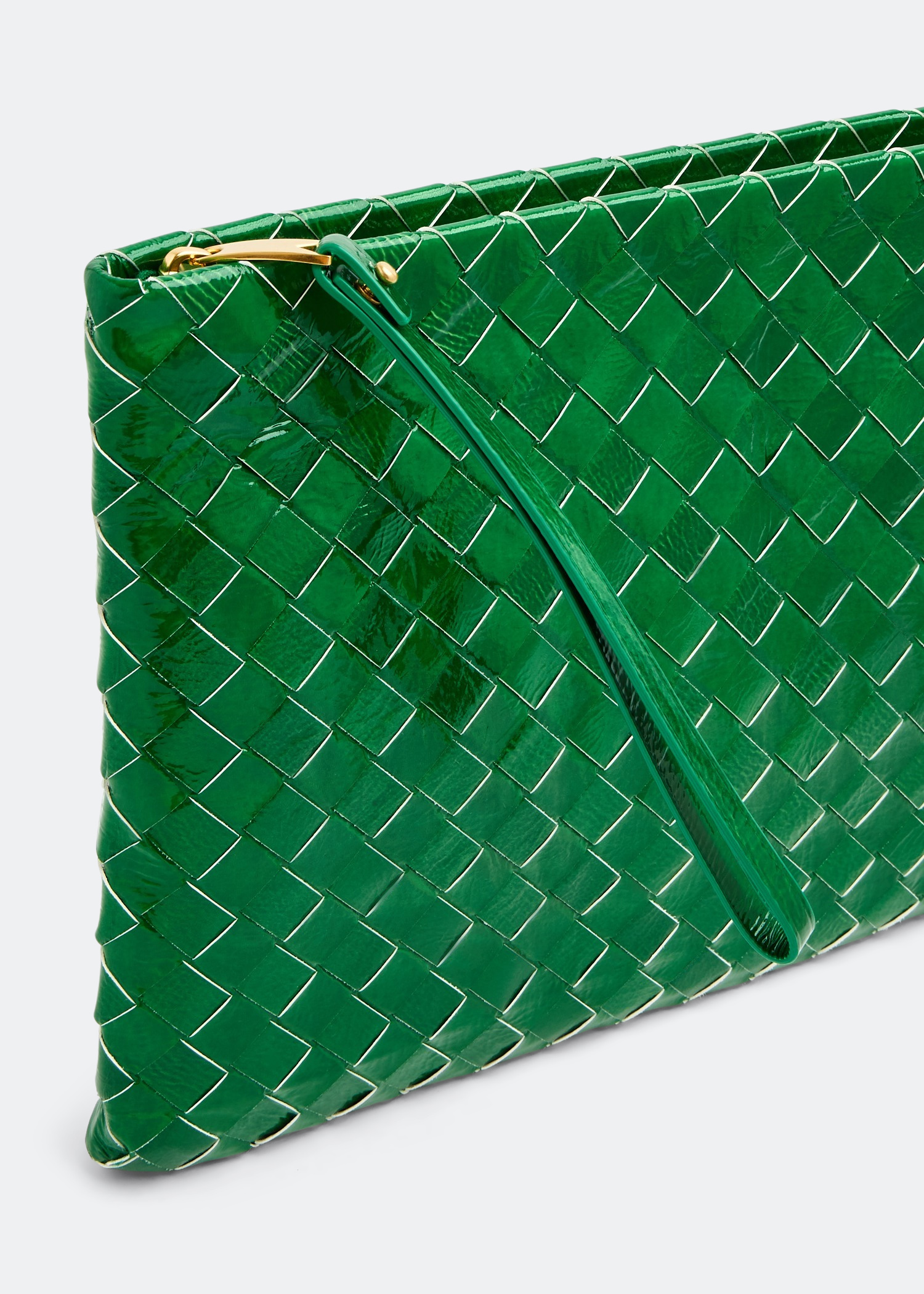 Large intrecciato pouch, Green