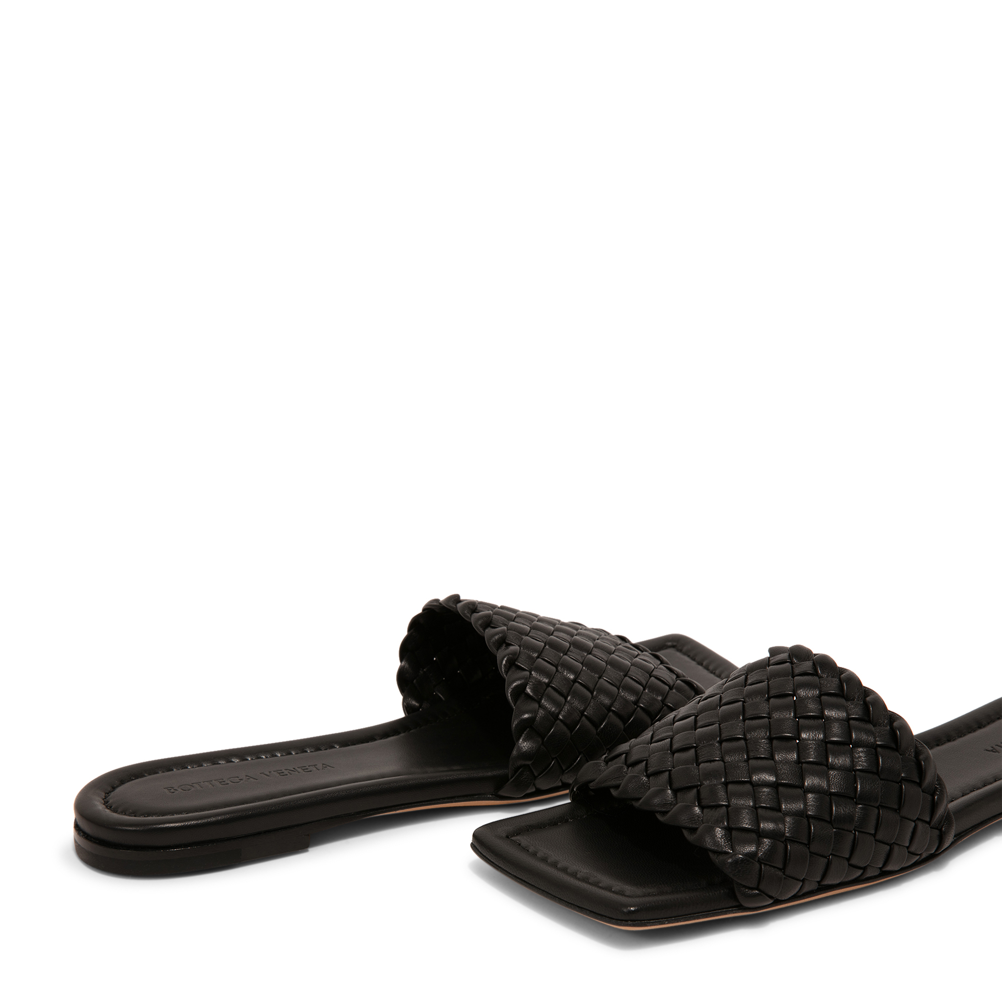 Intrecciato leather flat sandals, Black