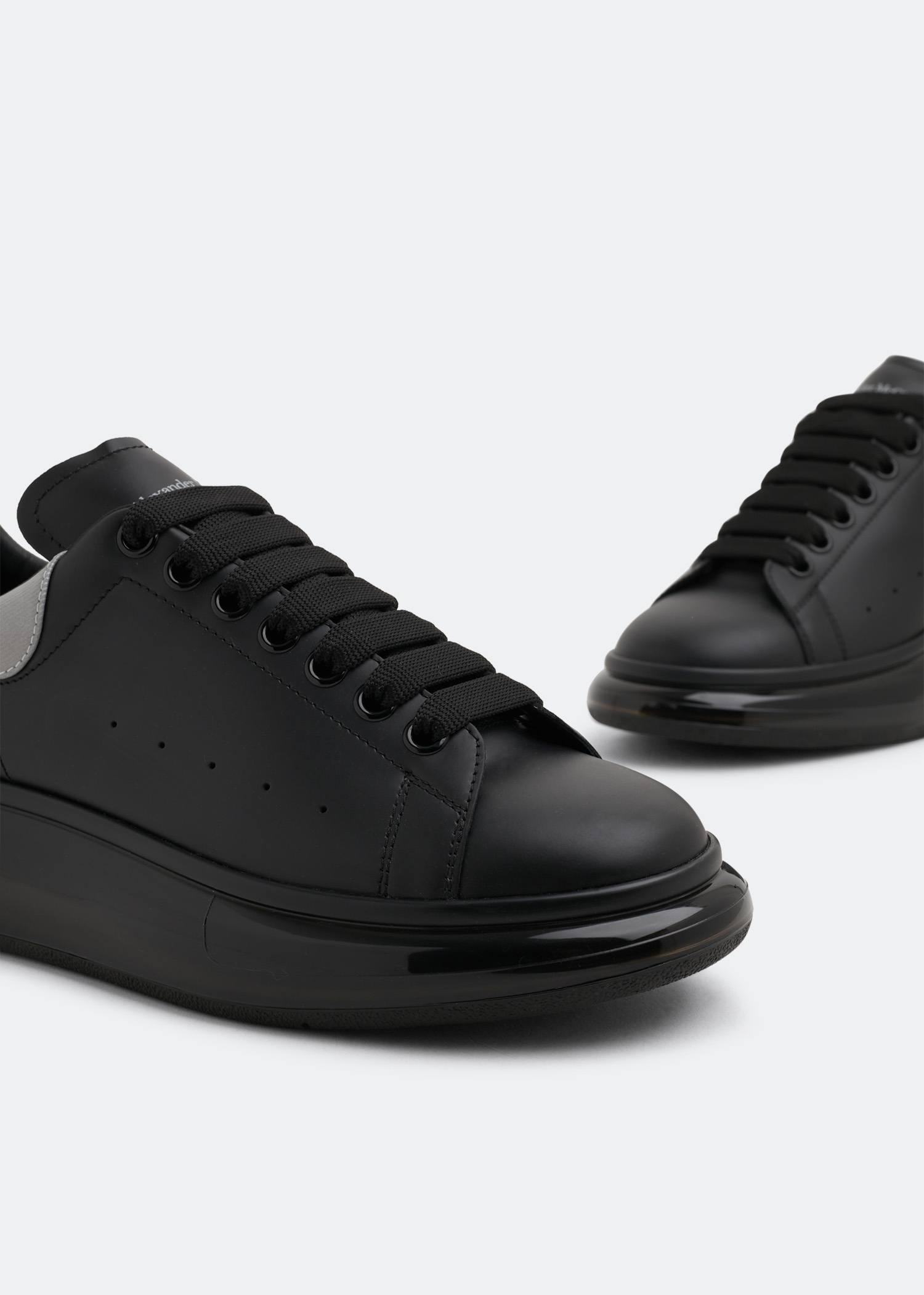 Oversized leather sneakers, Black