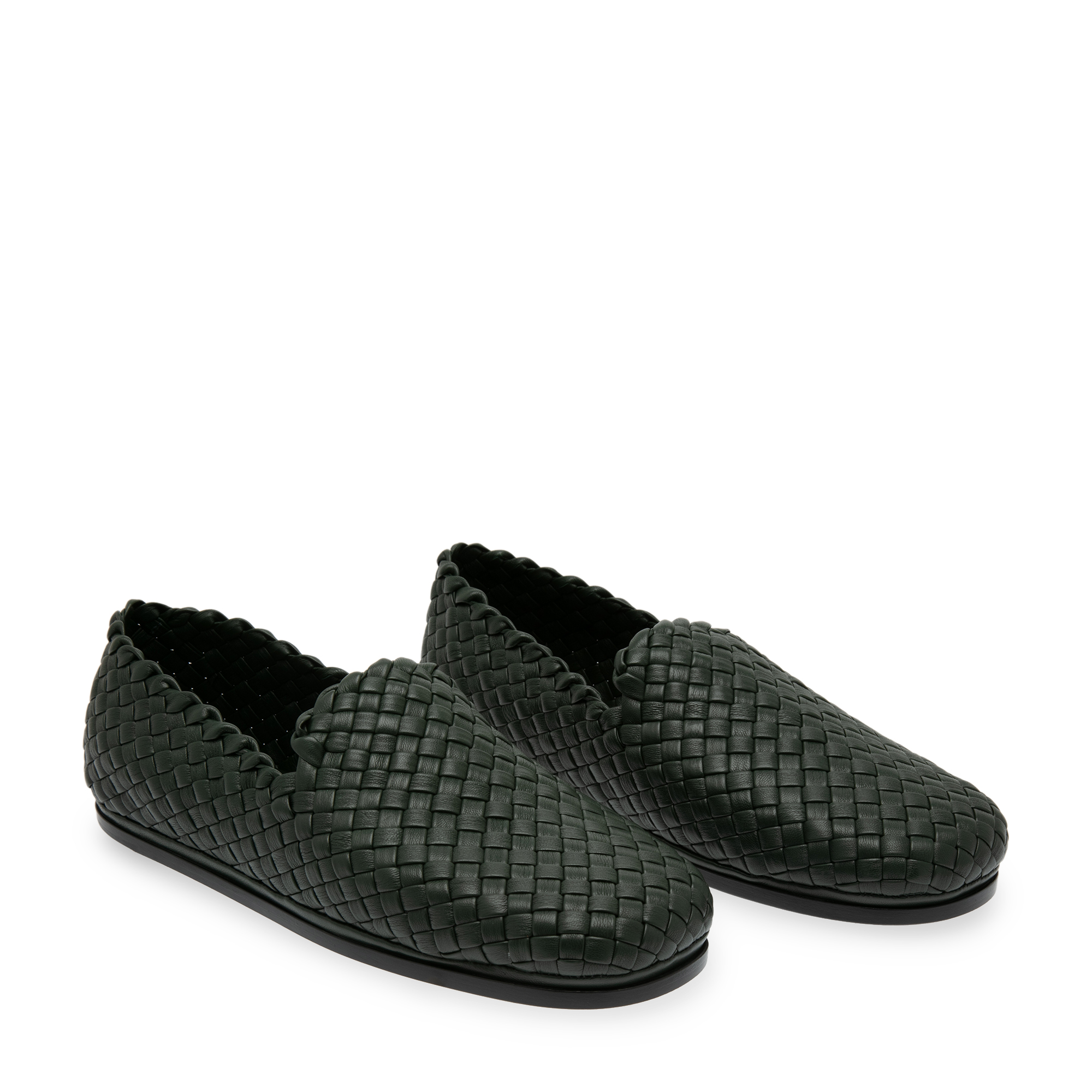 Intrecciato leather loafers, Green