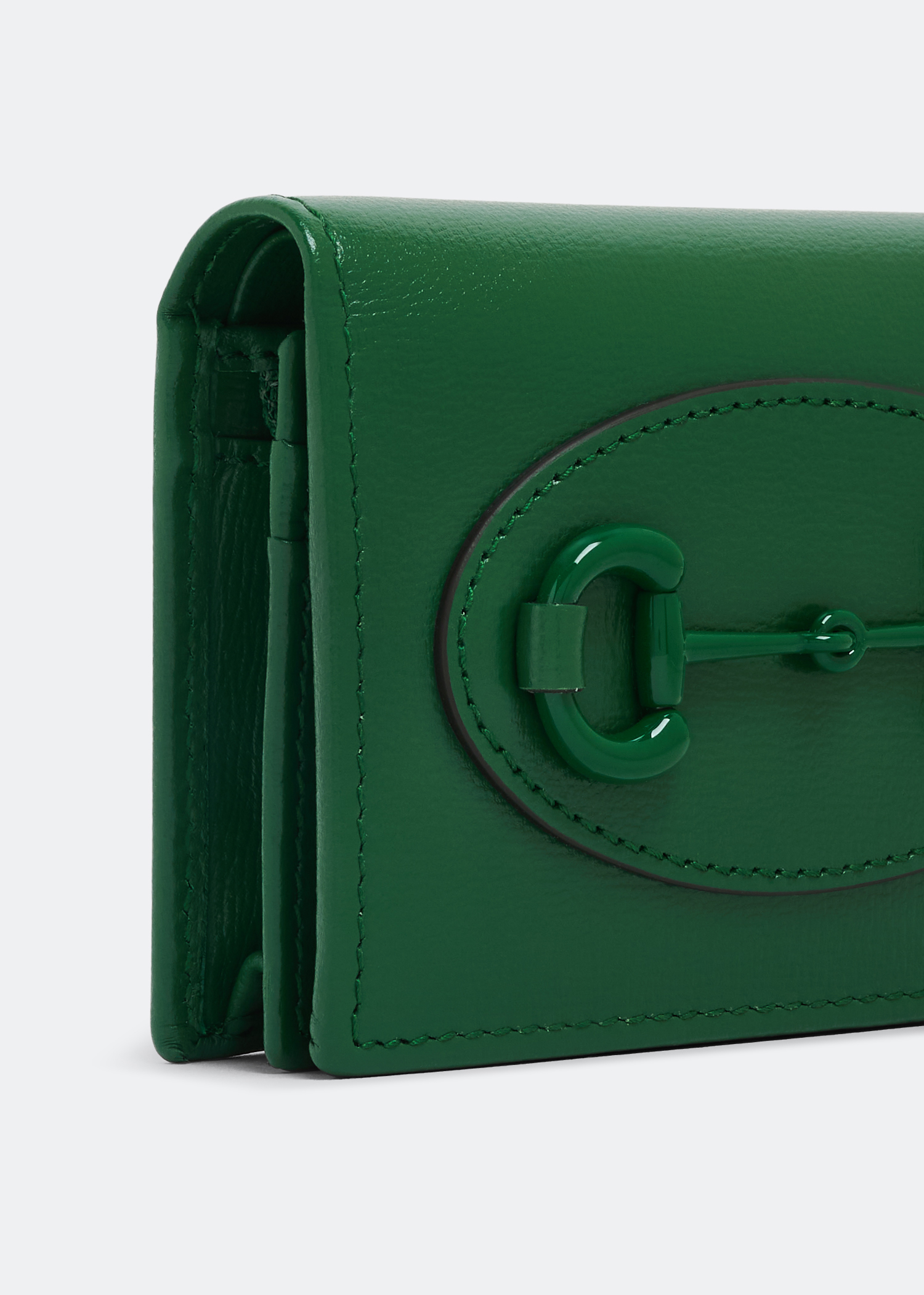 Horsebit 1955 card case wallet, Green