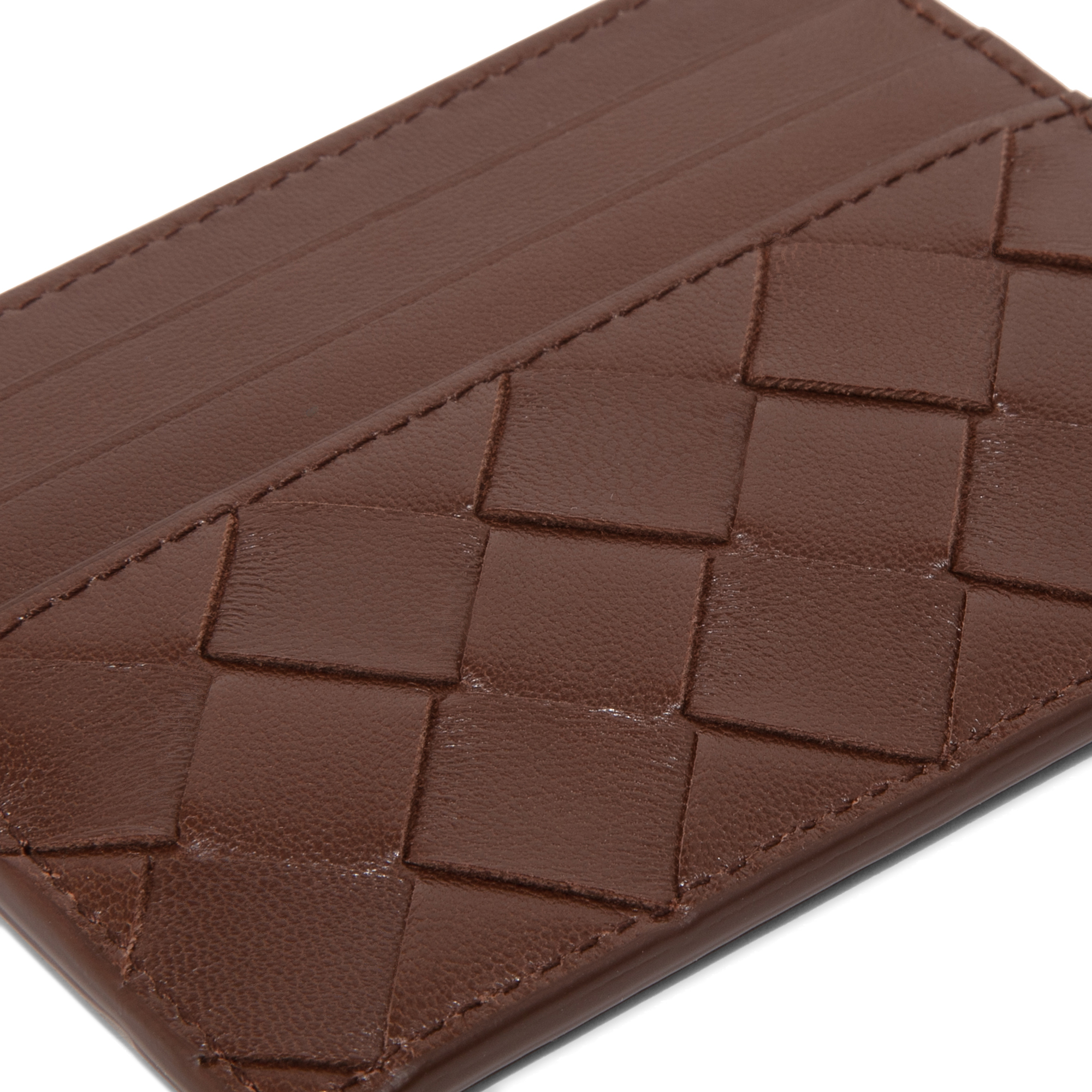 Intrecciato cardholder, Brown
