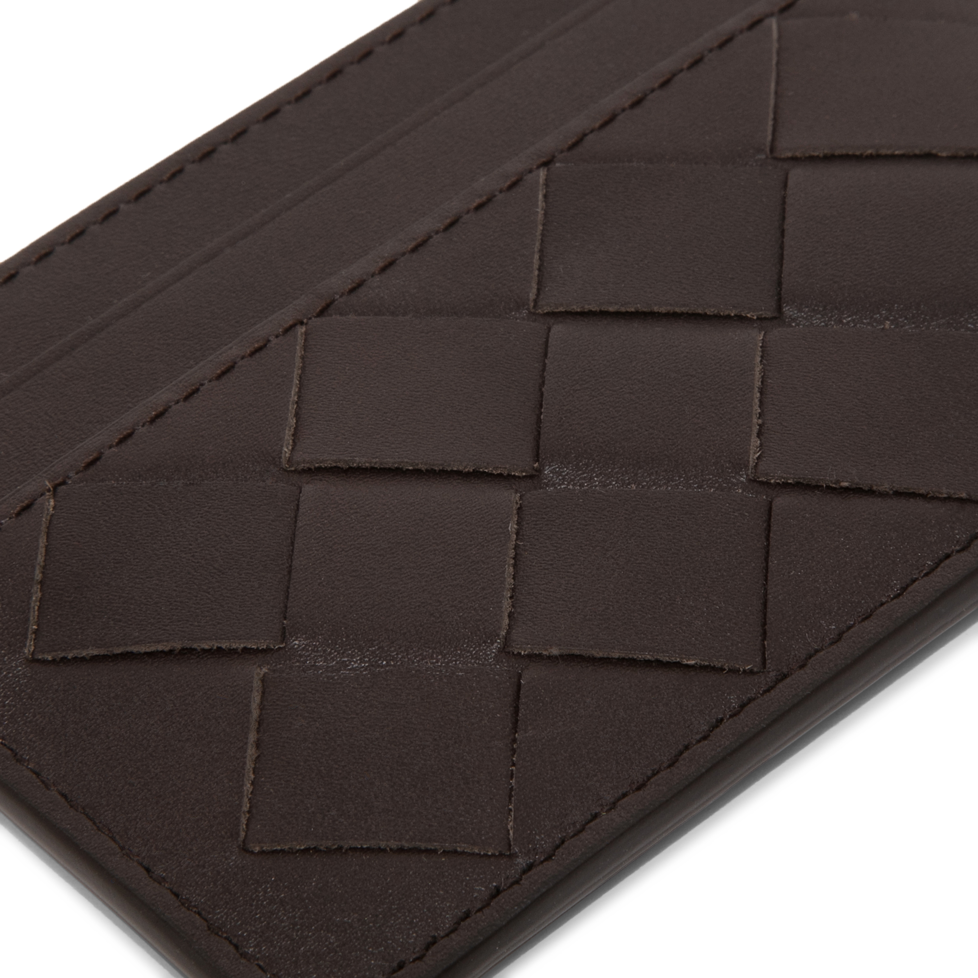 Intrecciato card case, Brown