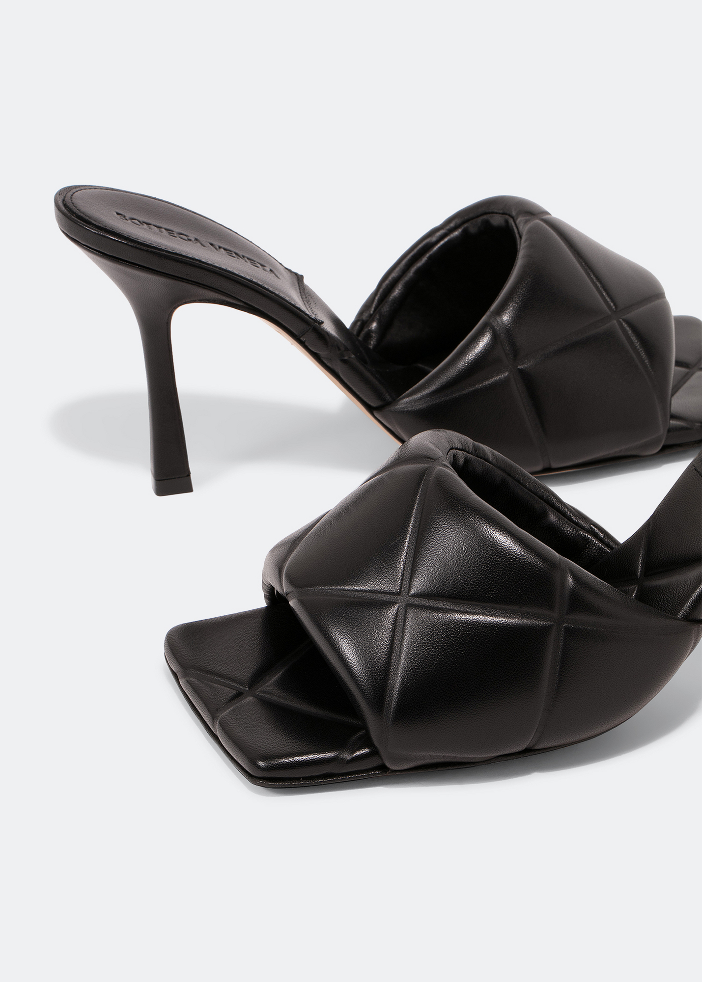 Matelassé padded sandals, Black