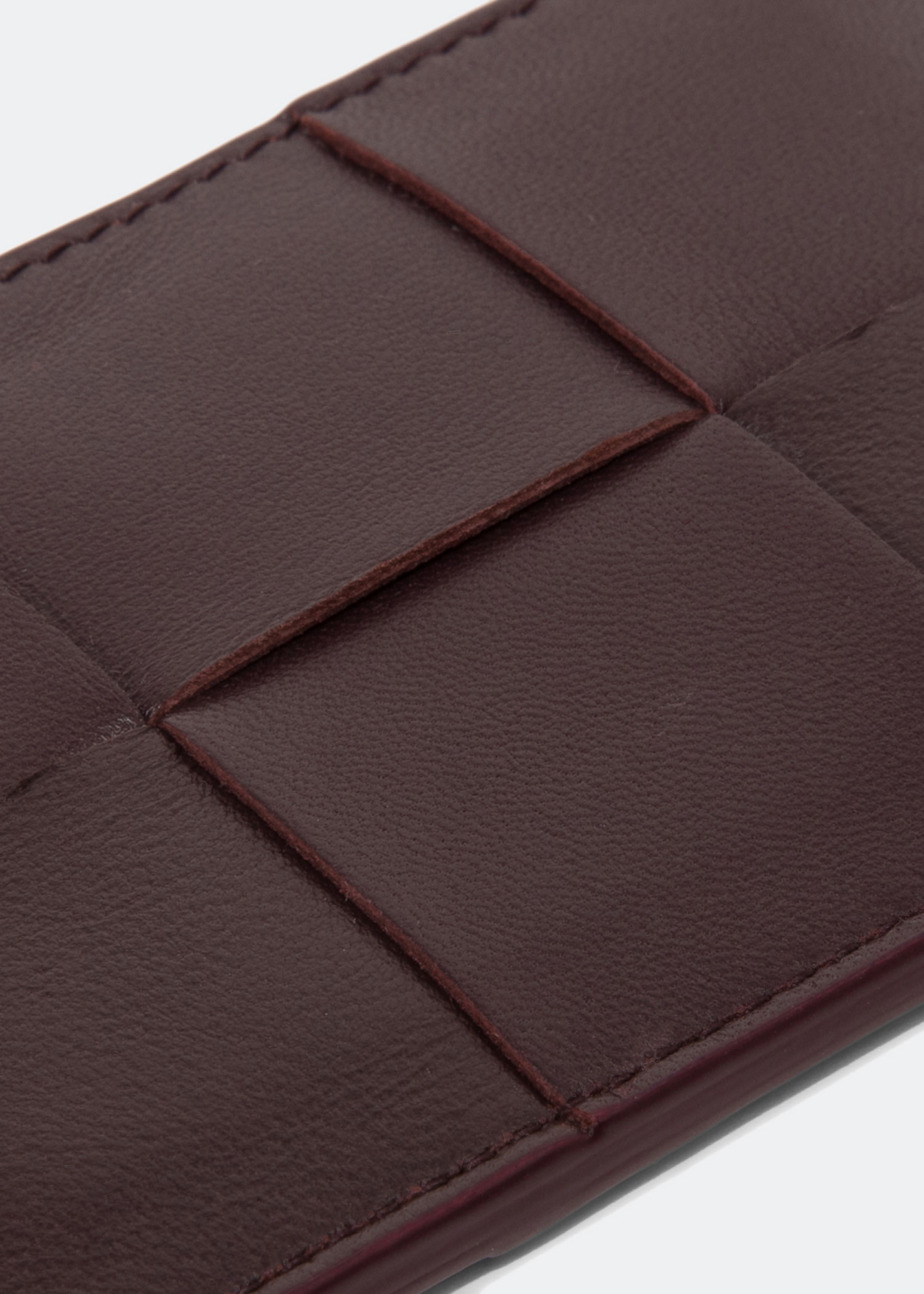 Intrecciato leather cardholder, Brown