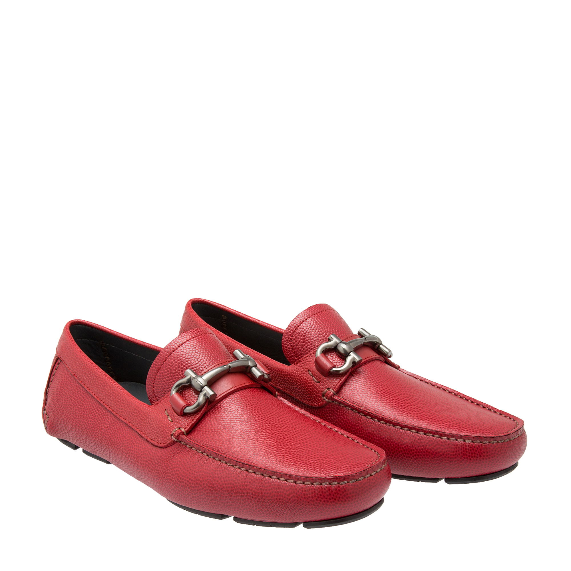 Gancio leather driving shoes, Red