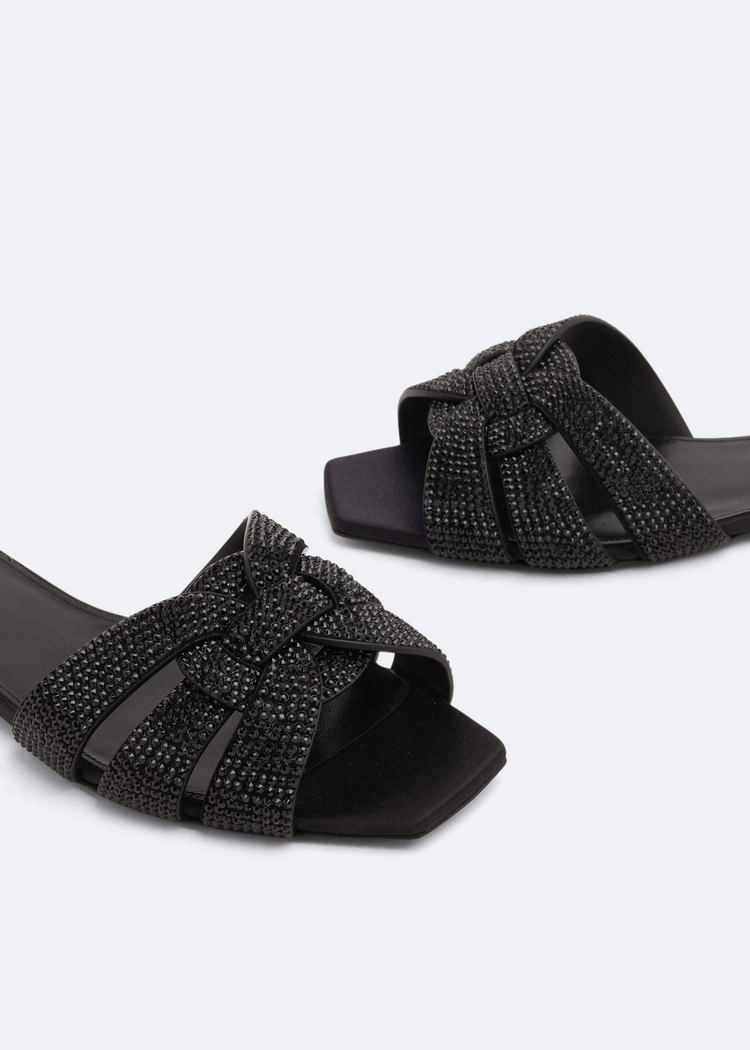 Tribute leather flat sandals, Black