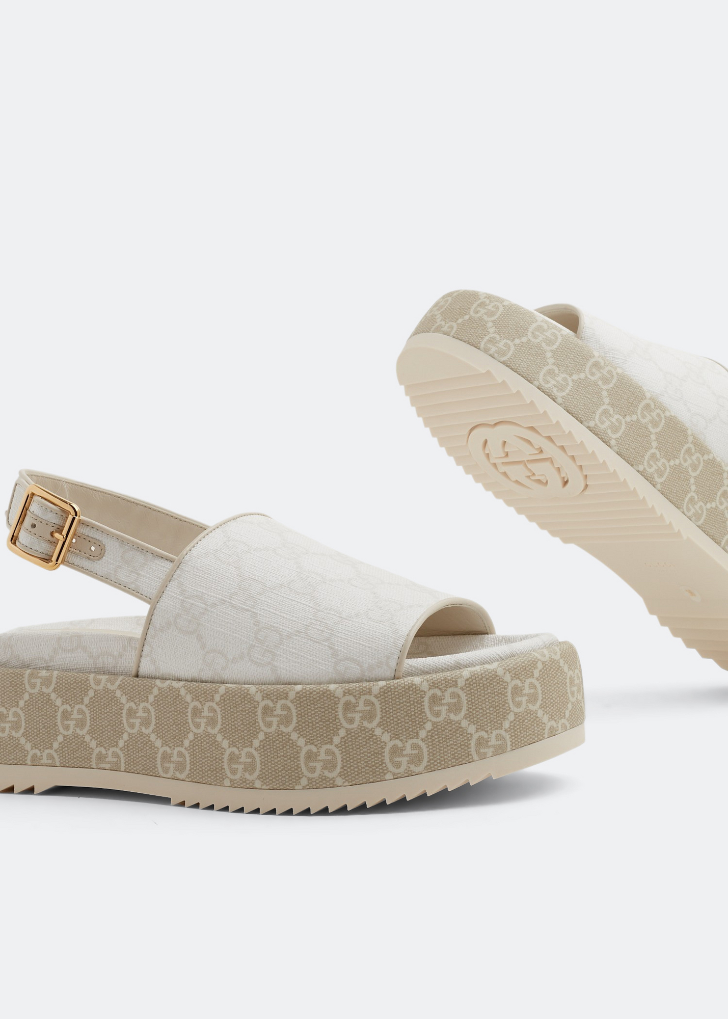 Platform GG sandals, White