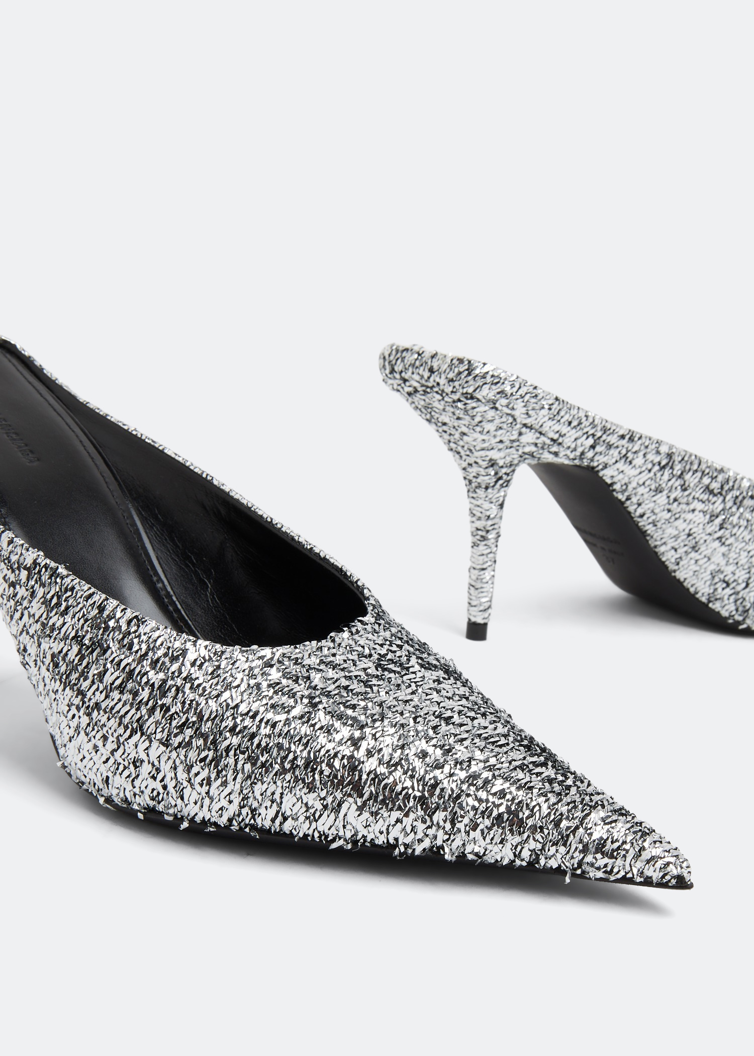 Square Knife mules, Silver