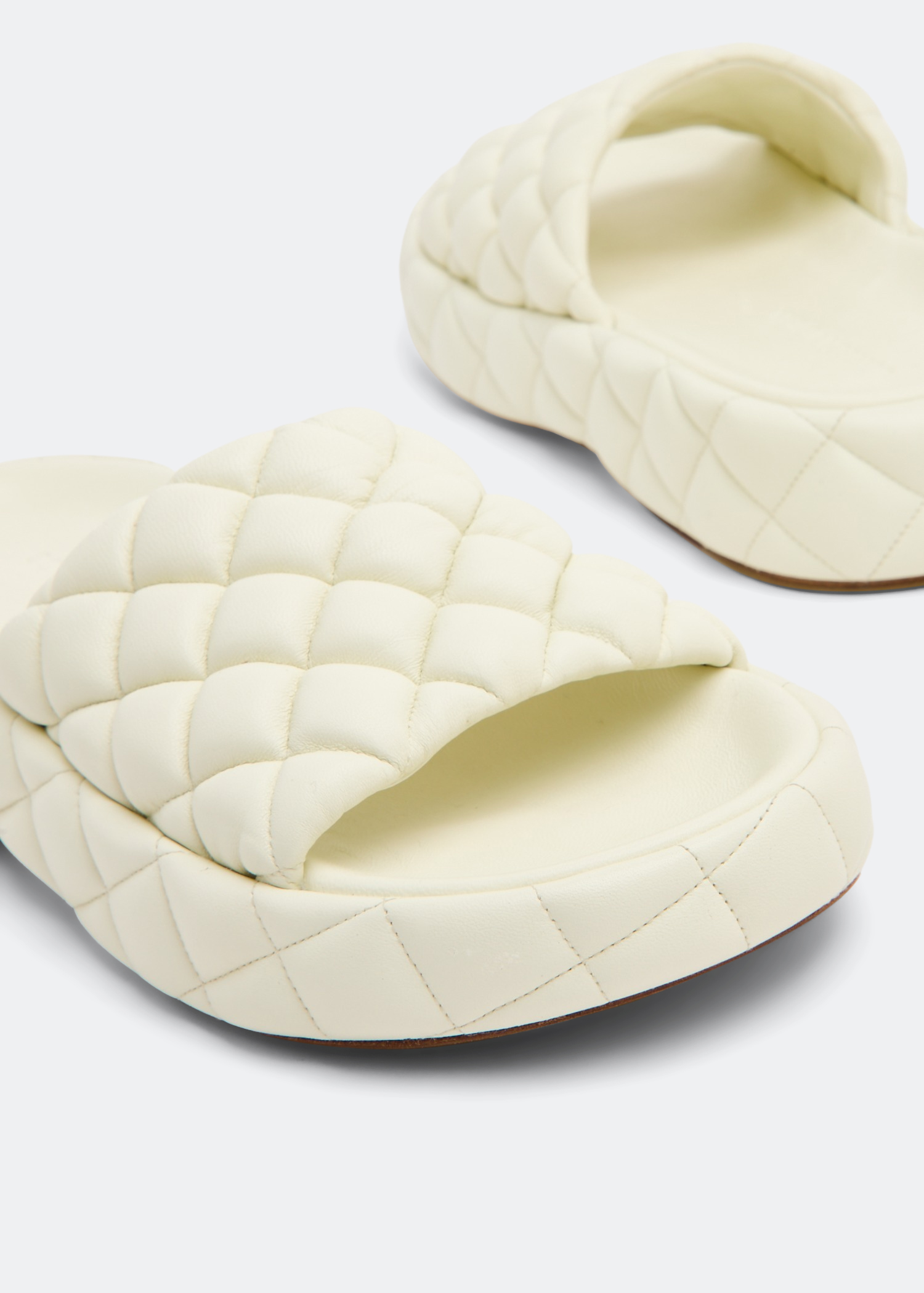 Padded leather sandals, White