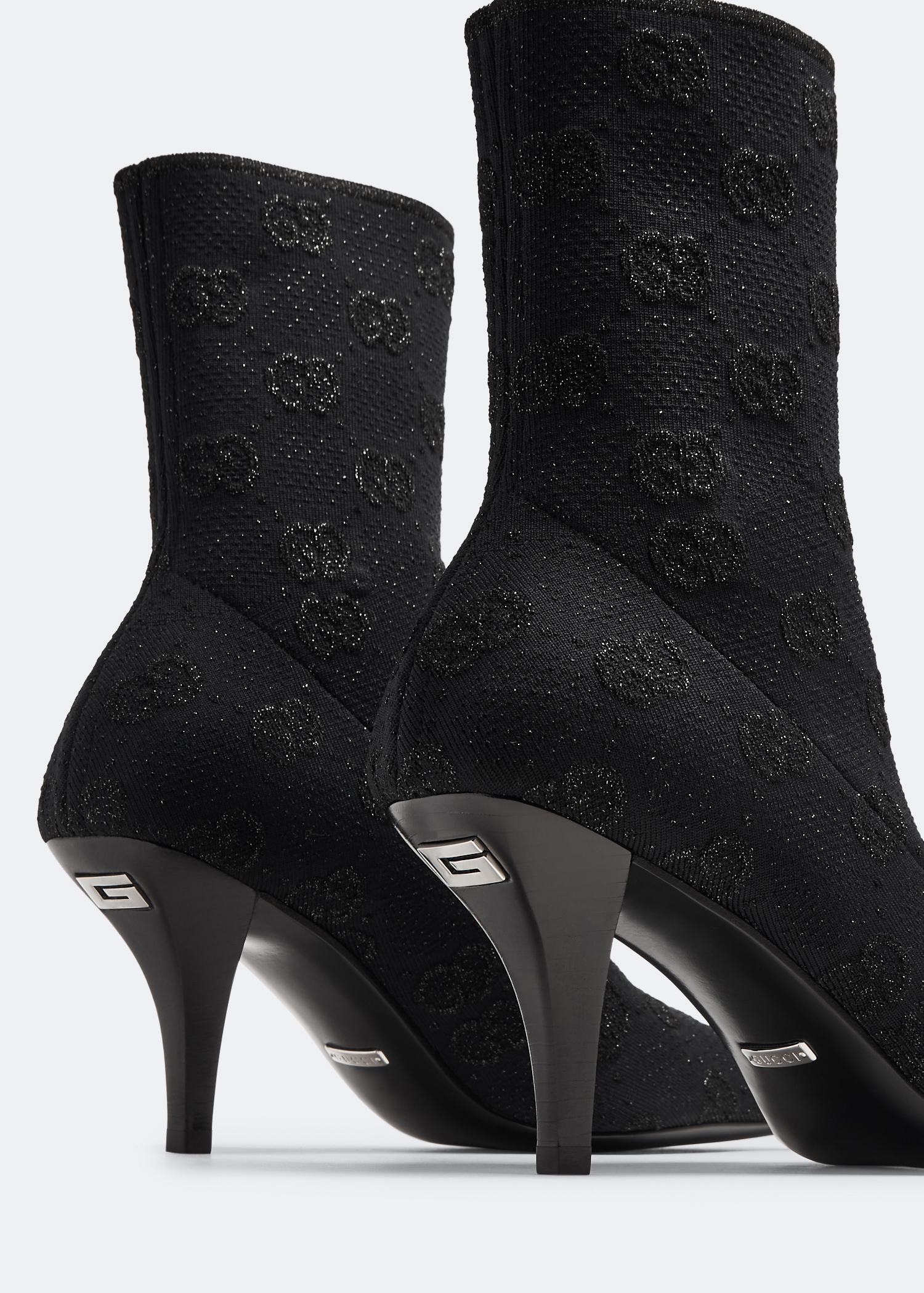 GG knit ankle boots, Black