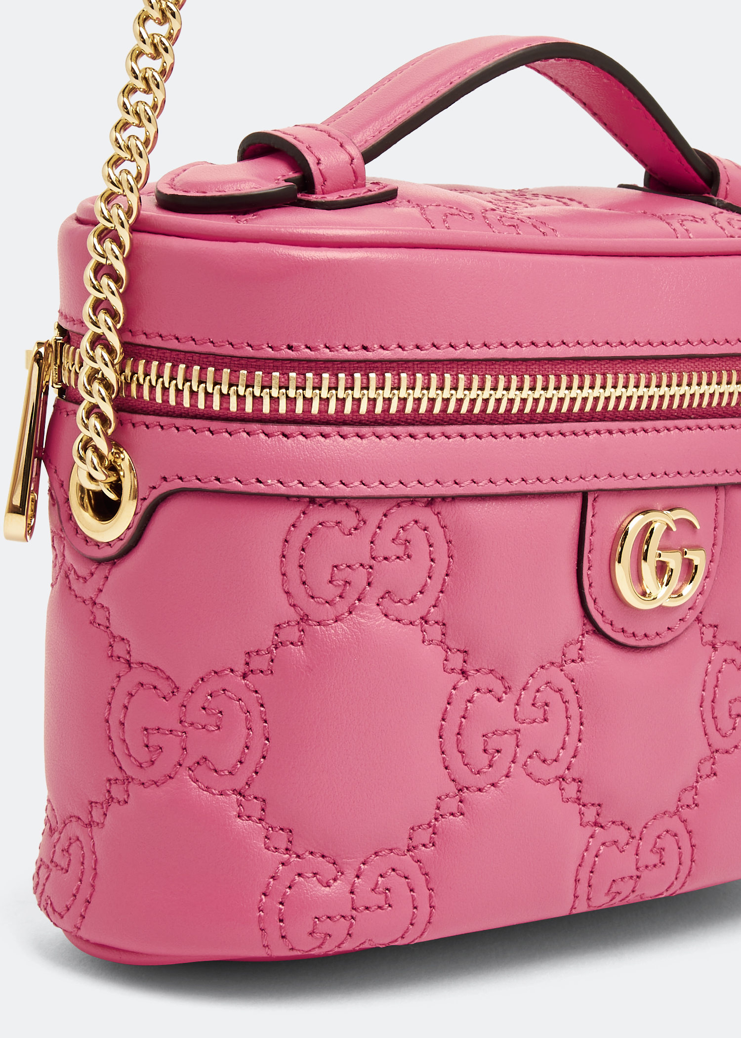 GG Matelassé top handle mini bag, Pink