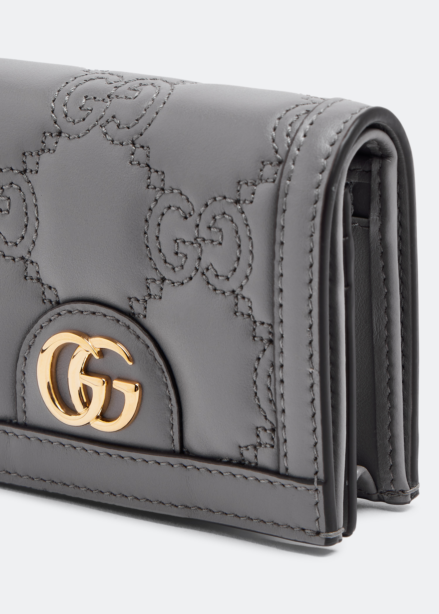 GG Matelassé card case wallet, Grey