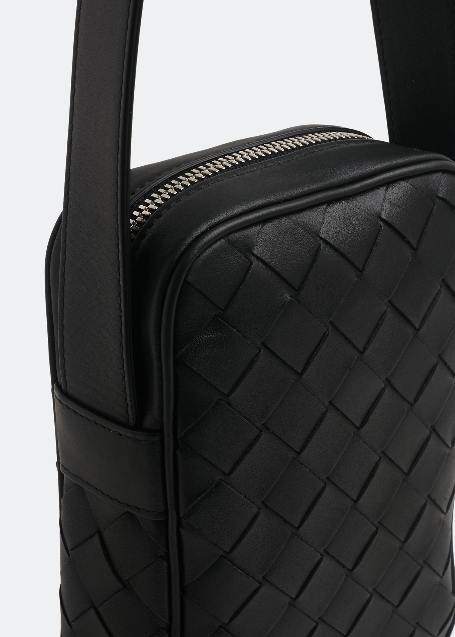 Intrecciato zipped phone pouch, Black