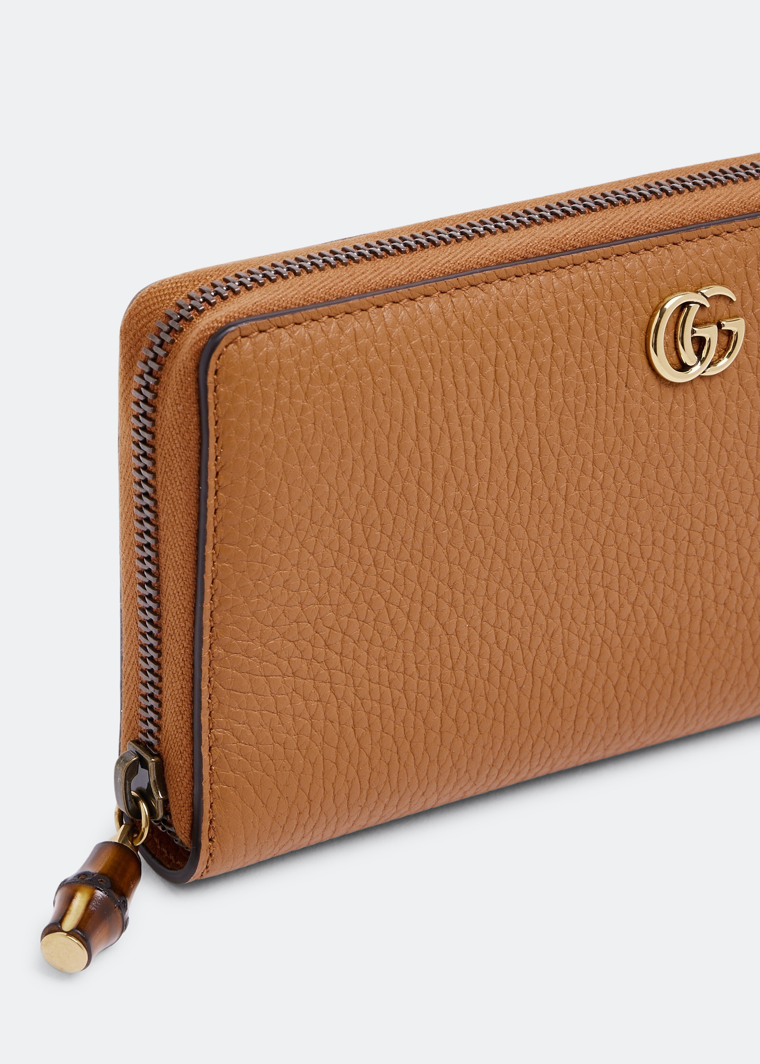 Bamboo puller zip-around wallet, Beige