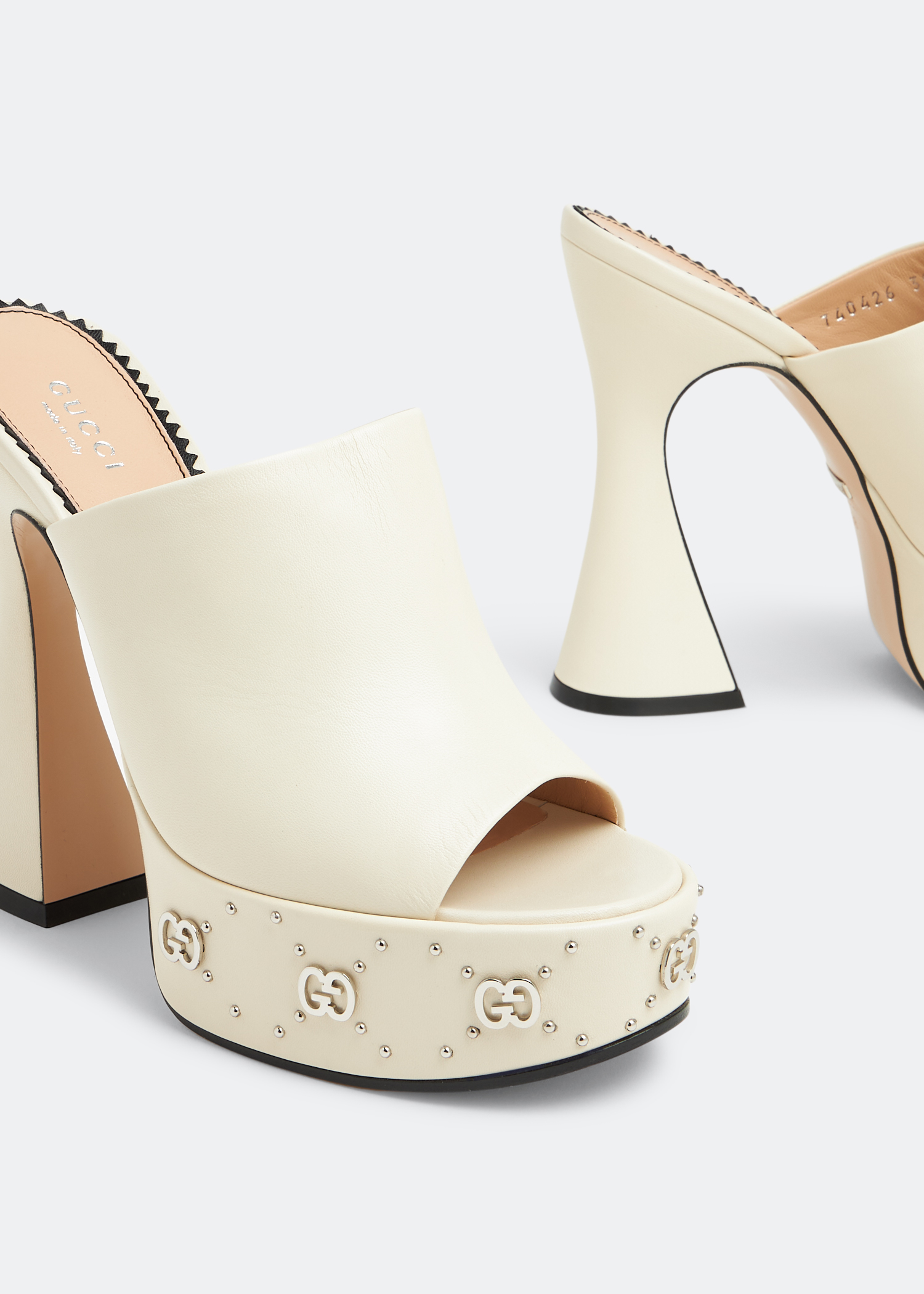 Platform slide sandals, White