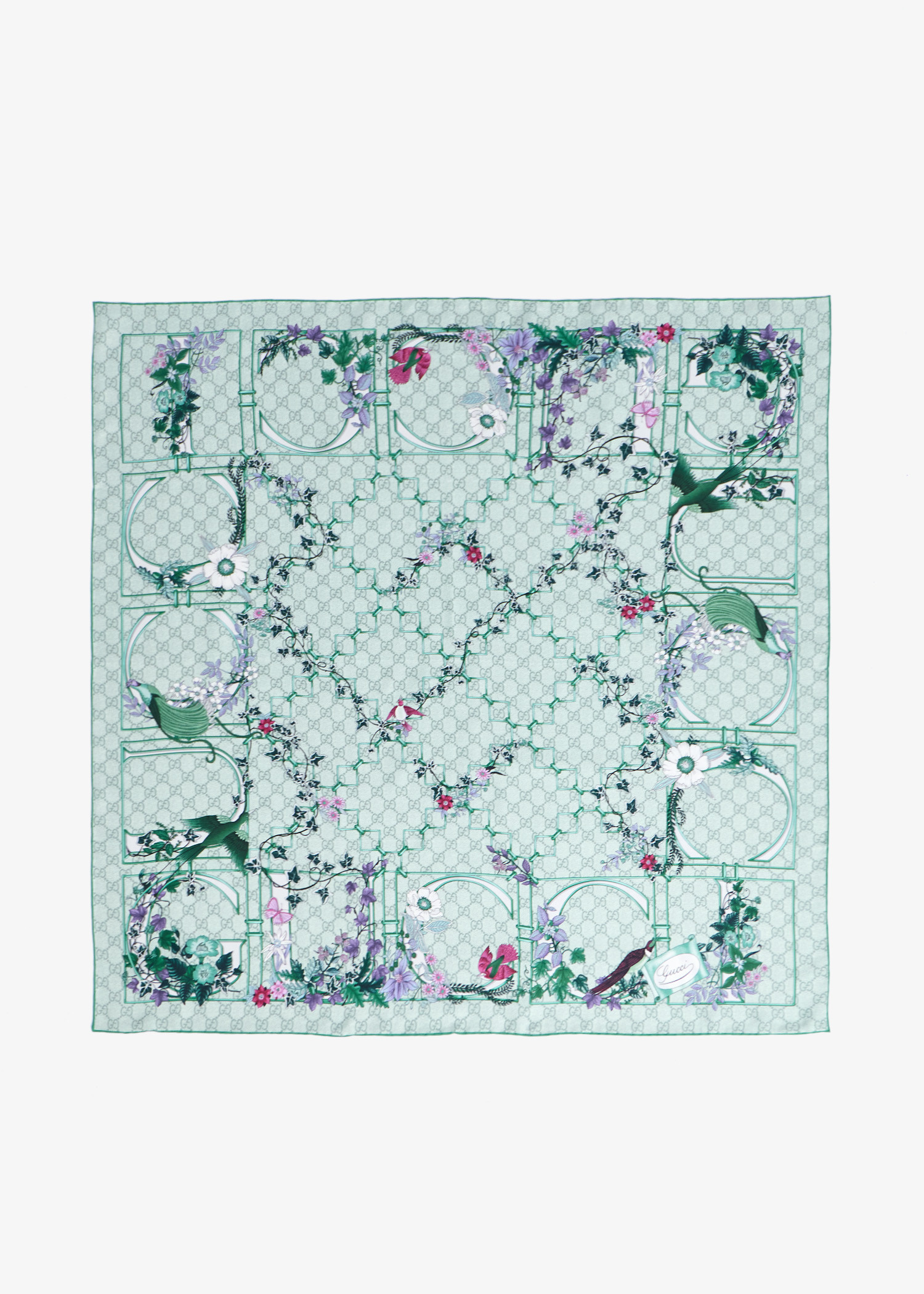 Printed silk twill carré, Green
Printed silk twill carré, Green