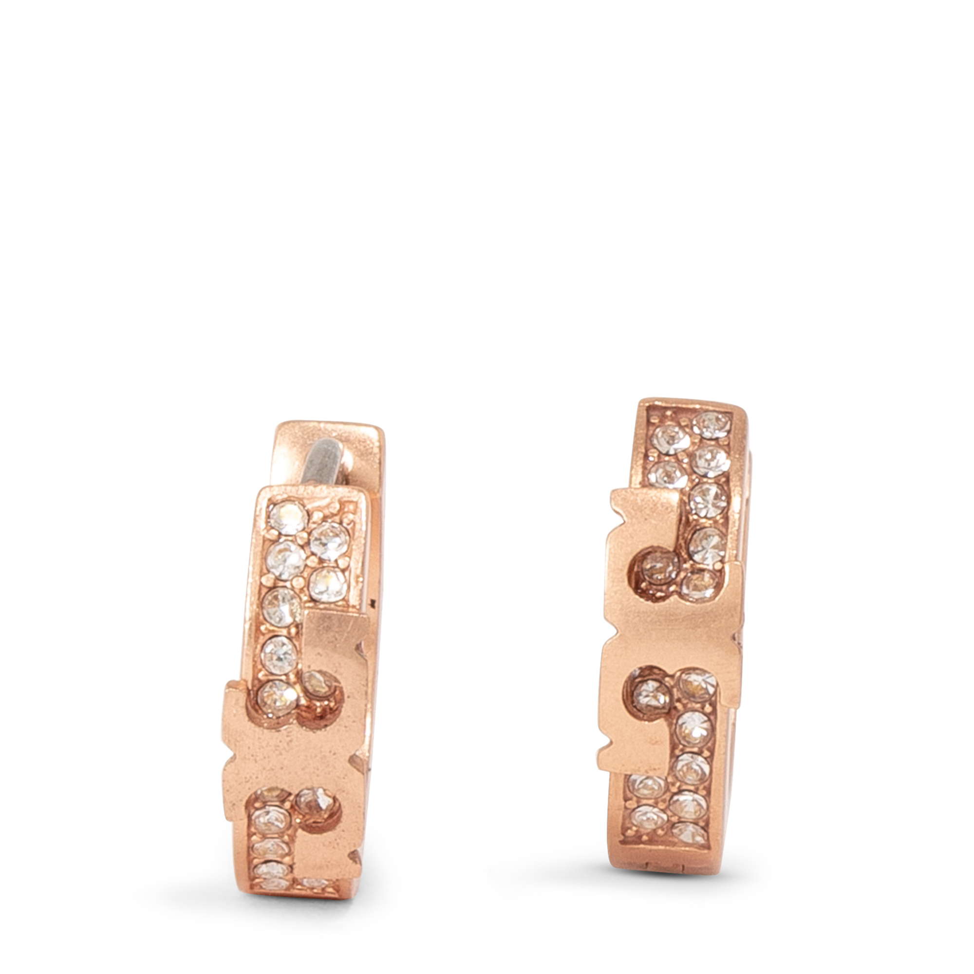 Serif-T Pavé Huggie hoop earrings, Pink