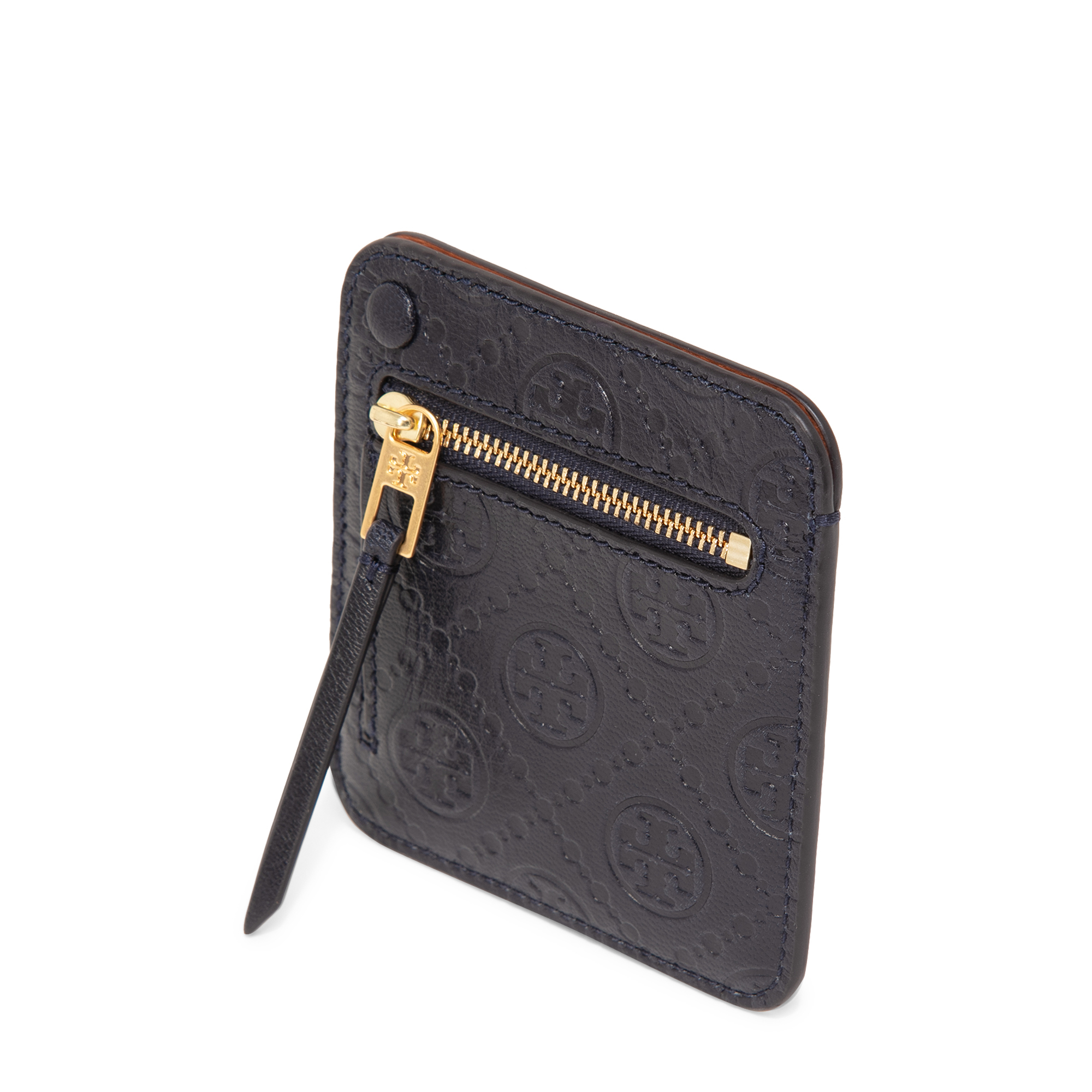 T Monogram leather card case, Blue