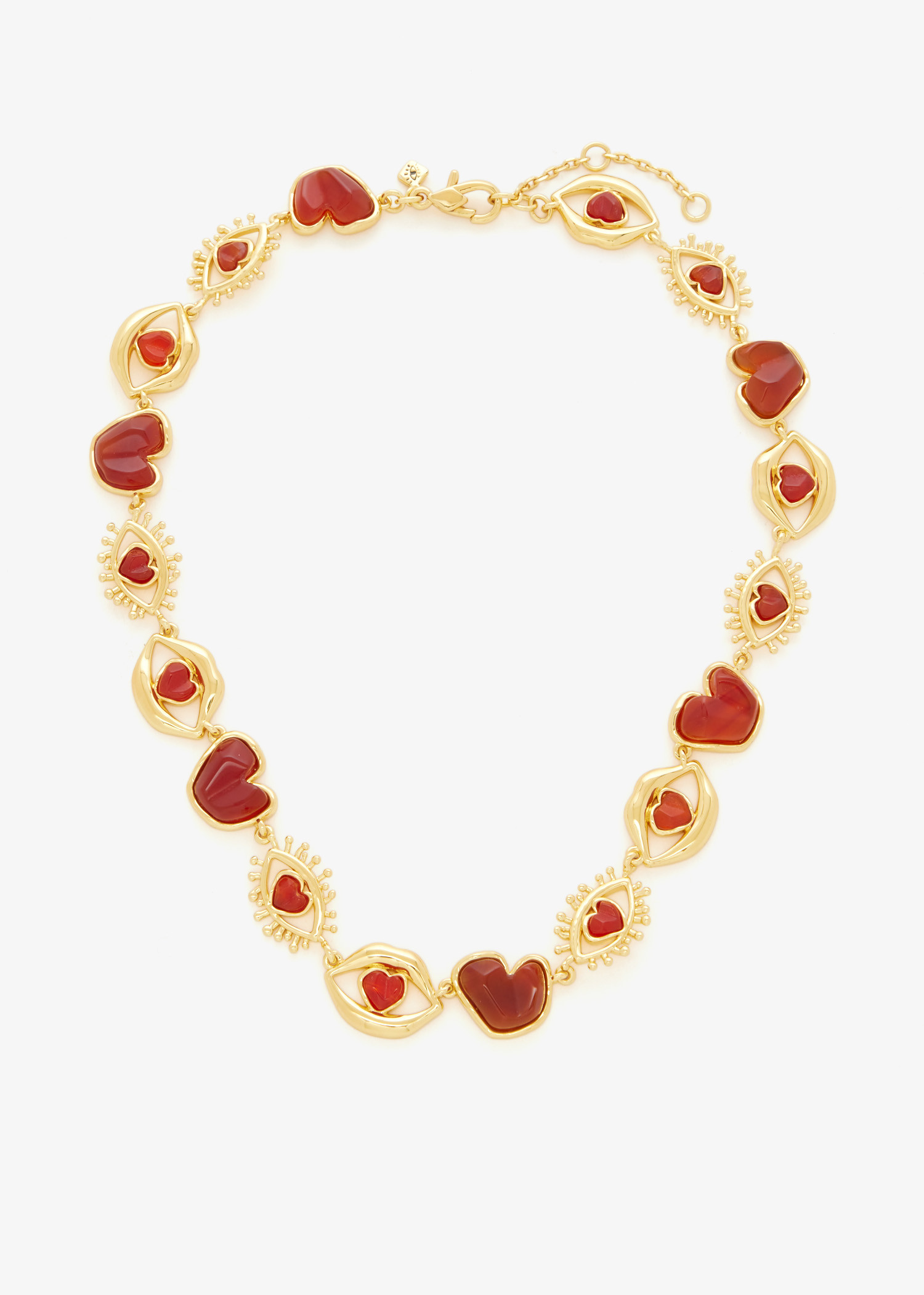 Carnelian Eye Heart Lips necklace, Red
Carnelian Eye Heart Lips necklace, Red