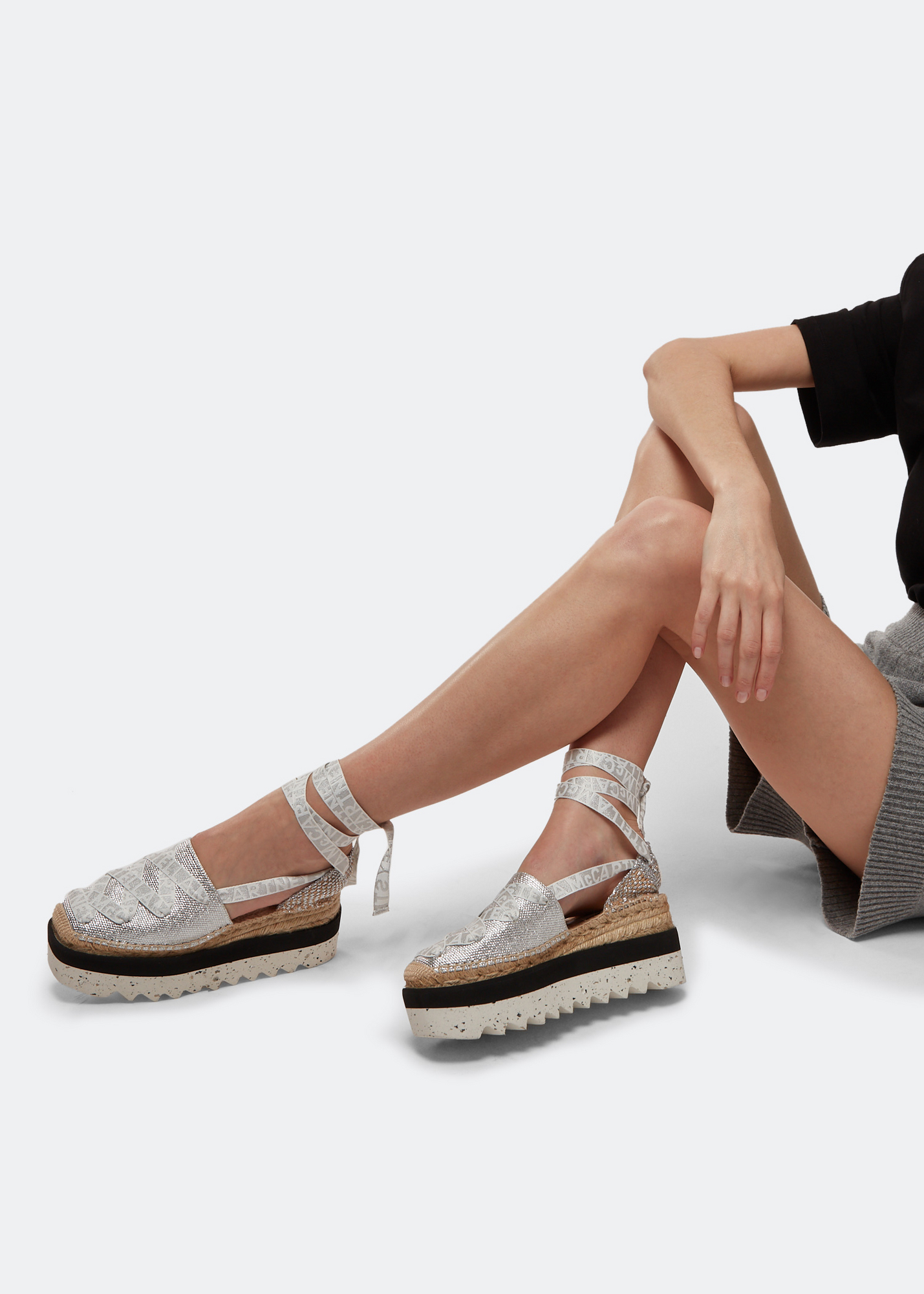 Gaia platform espadrilles, Silver