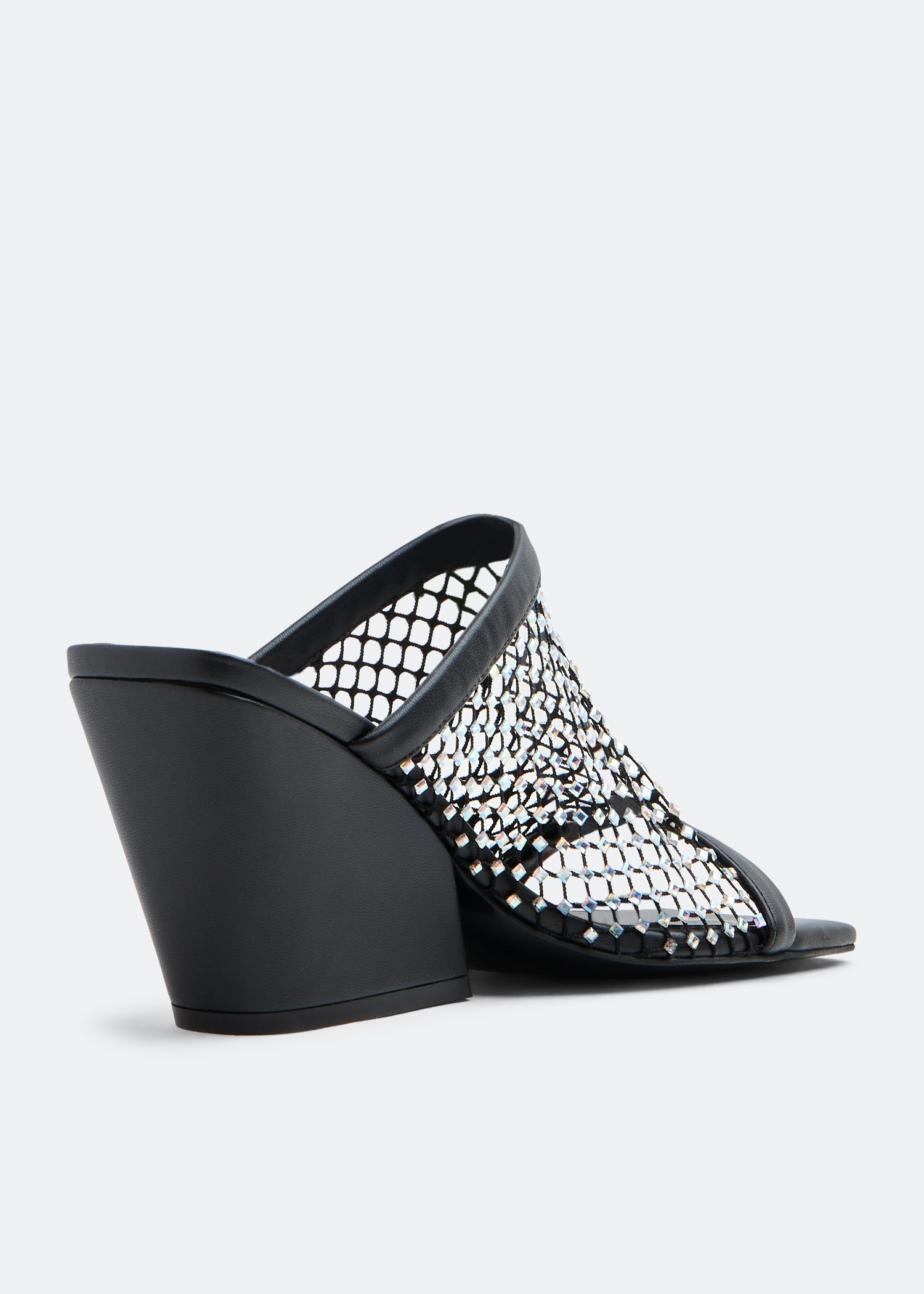 Crystal mesh mules, Black