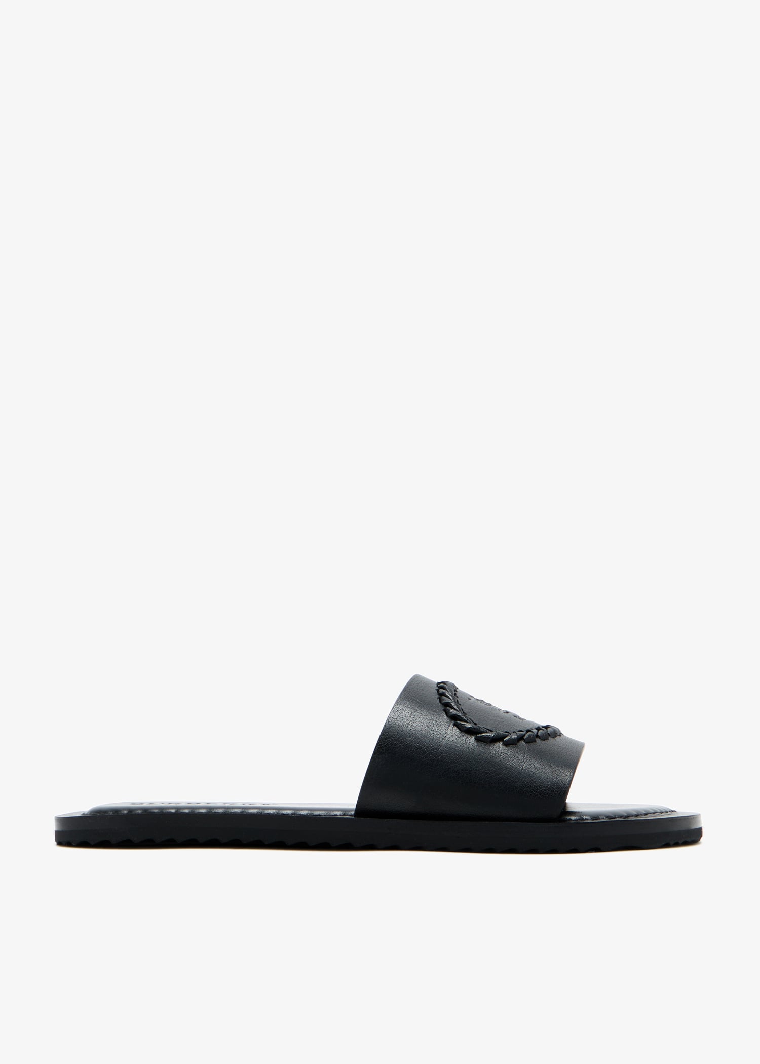 Leather Knight Stamp slide sandals, Black
Leather Knight Stamp slide sandals, Black