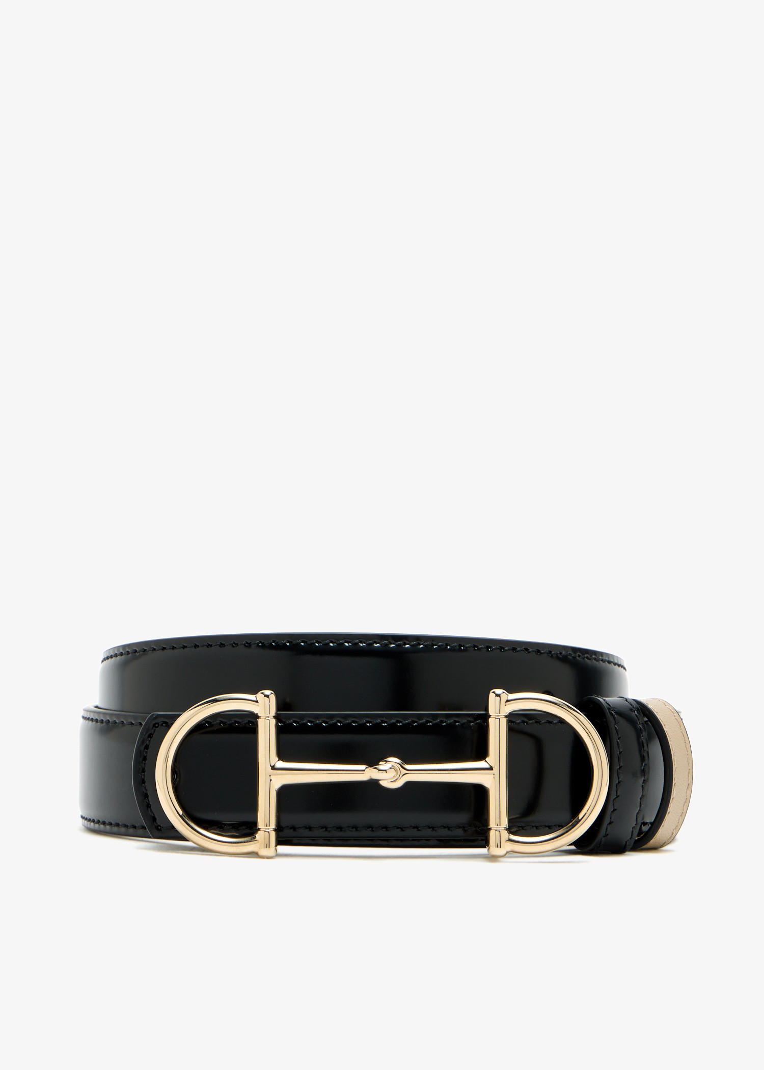 Horsebit reversible thin belt, Black
Horsebit reversible thin belt, Black