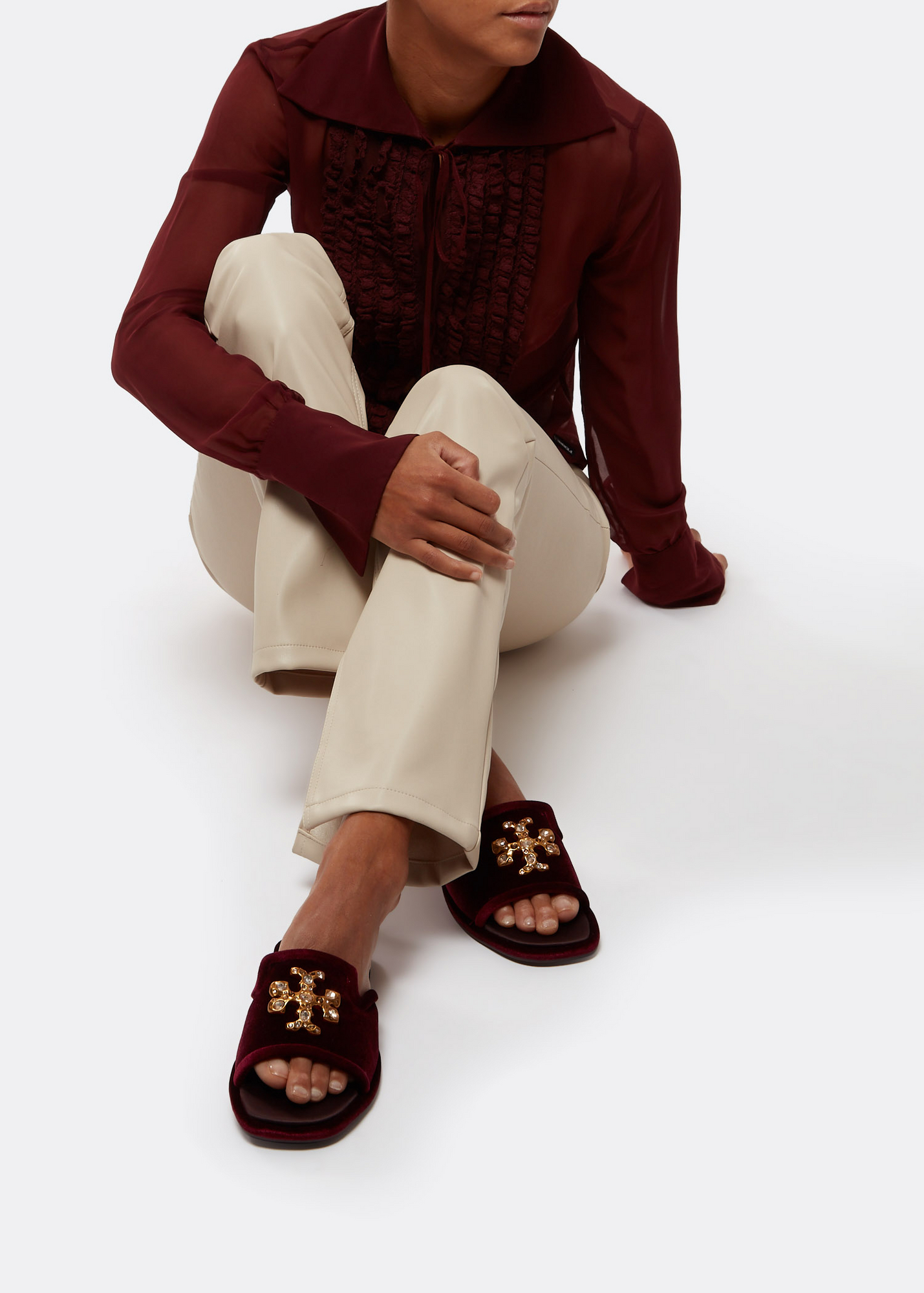 Jewelled sandals, Brown
