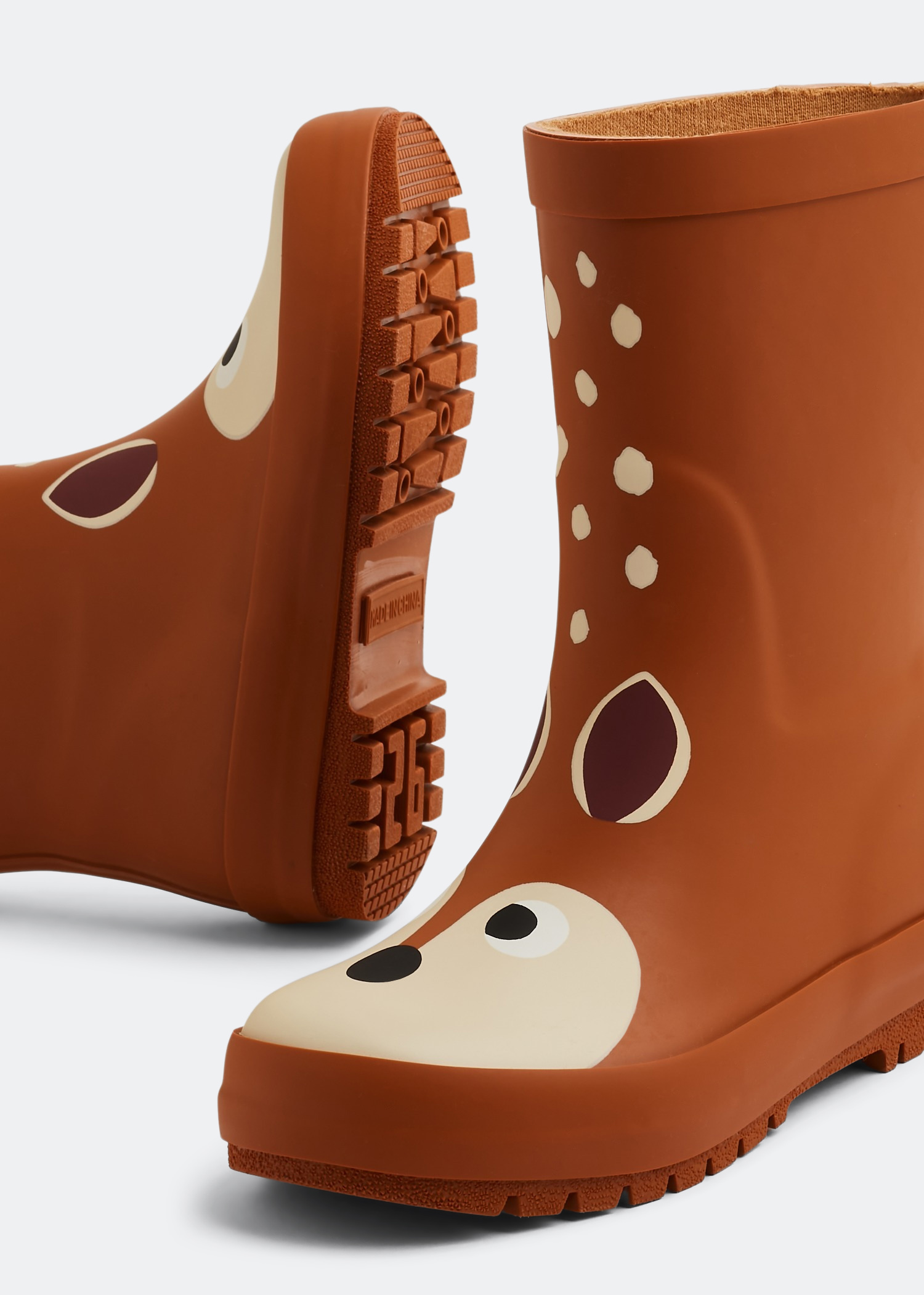 Deer print rain boots, Brown